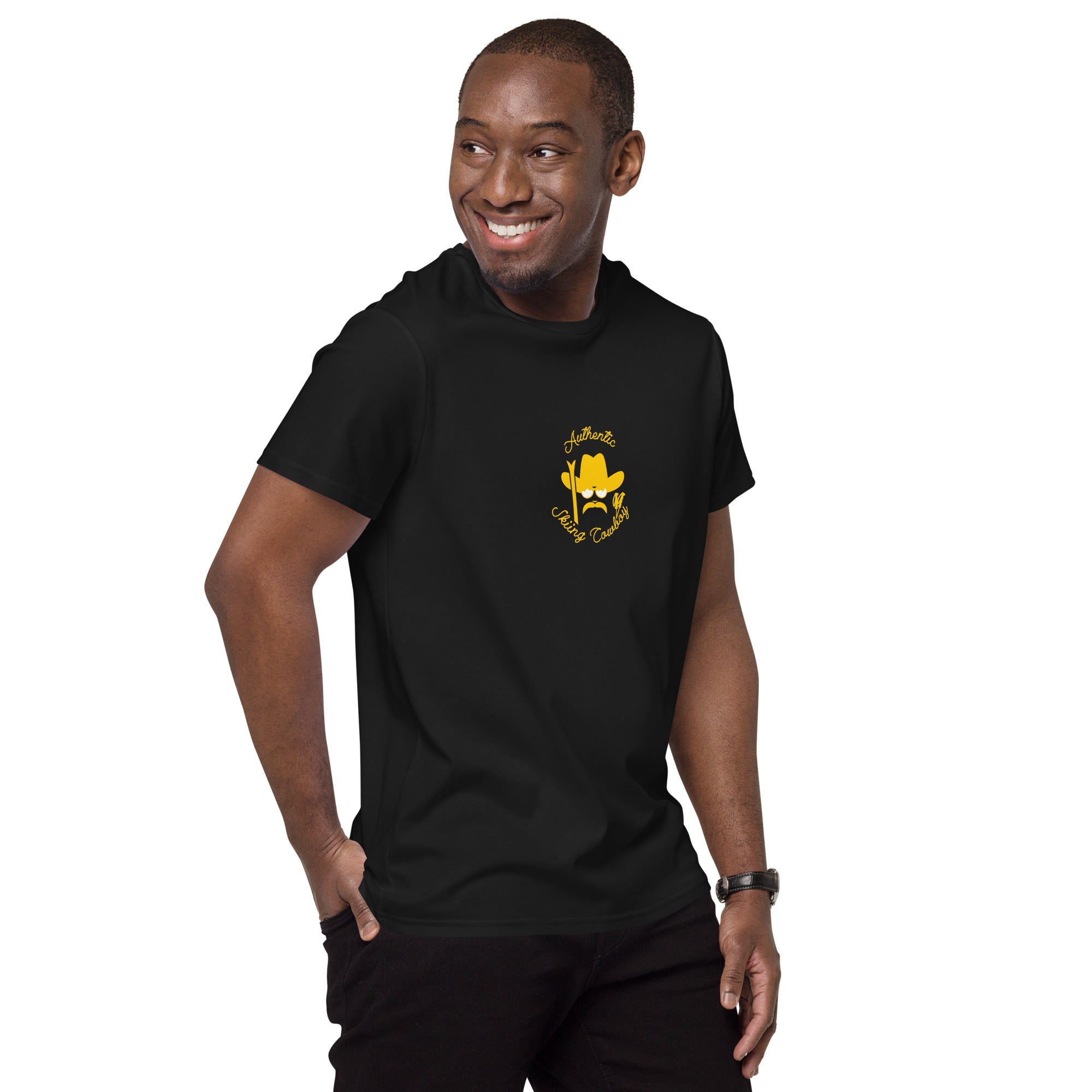 Men's premium cotton t-shirt Authentic Skiing Cowboy Gold