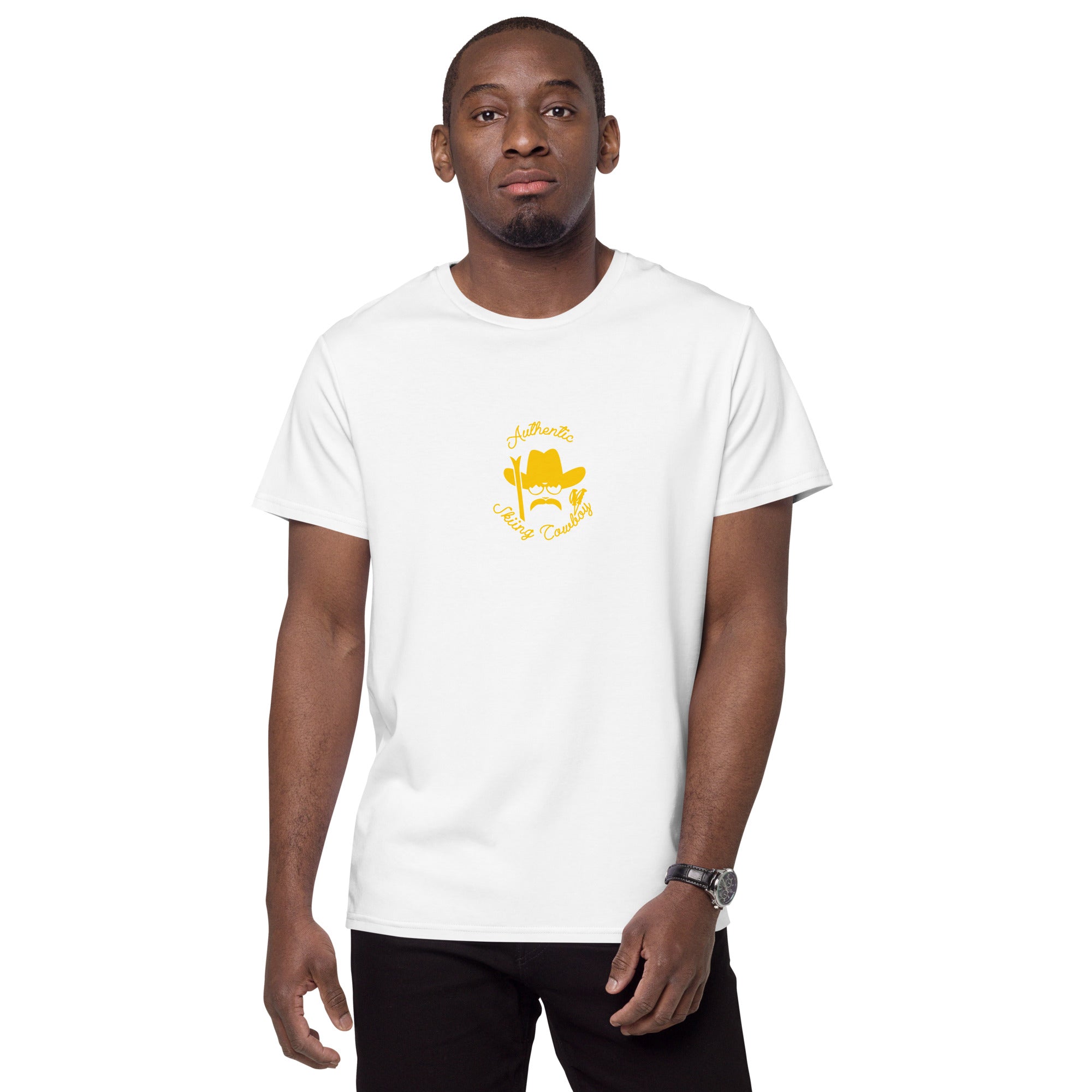 Men's premium cotton t-shirt Authentic Skiing Cowboy Gold