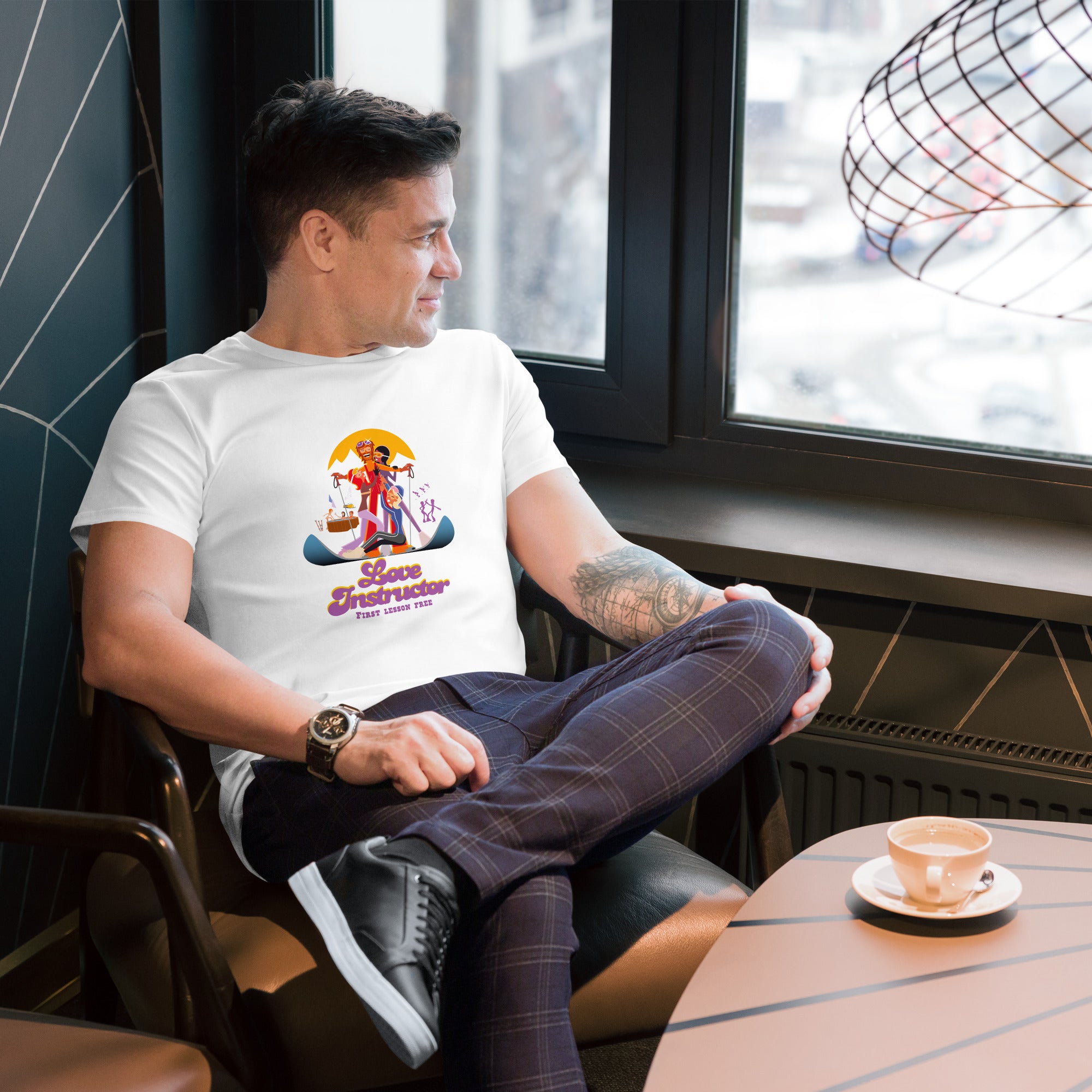 T-shirt premium en coton homme Love Instructor First Lesson free