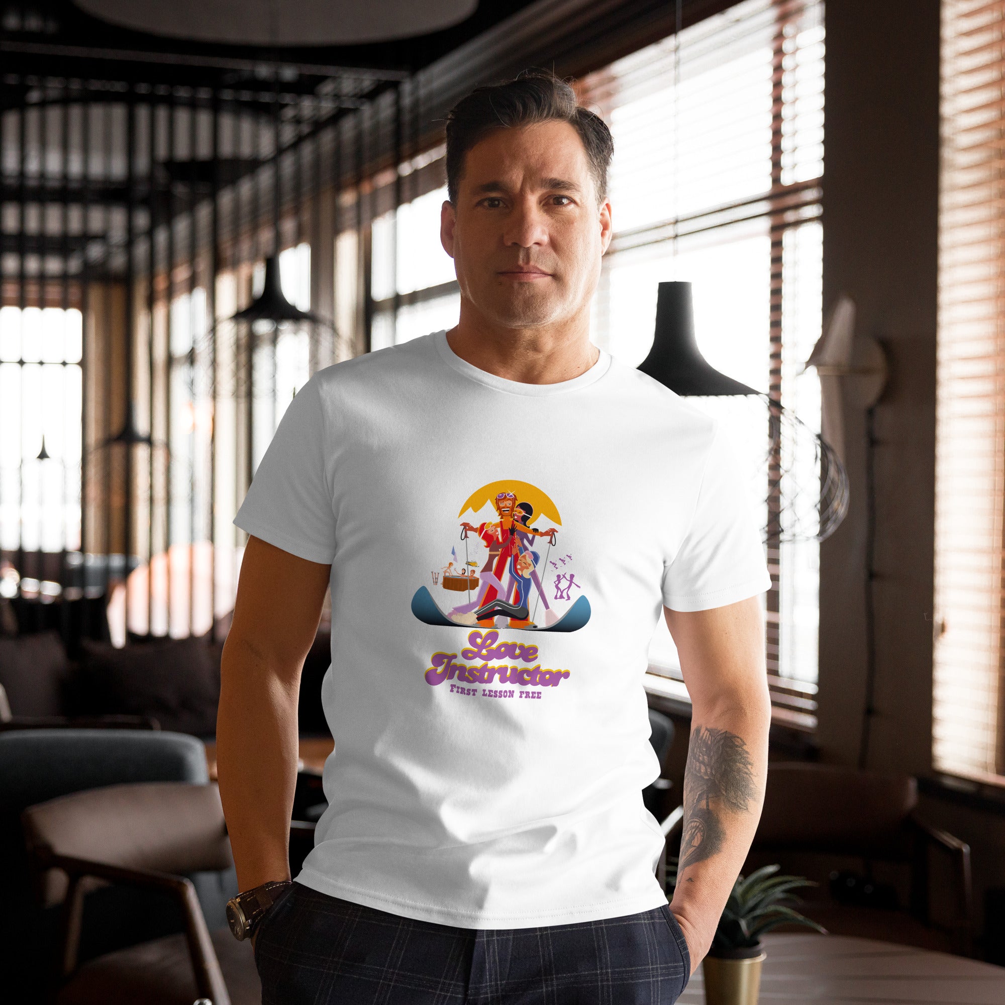 T-shirt premium en coton homme Love Instructor First Lesson free