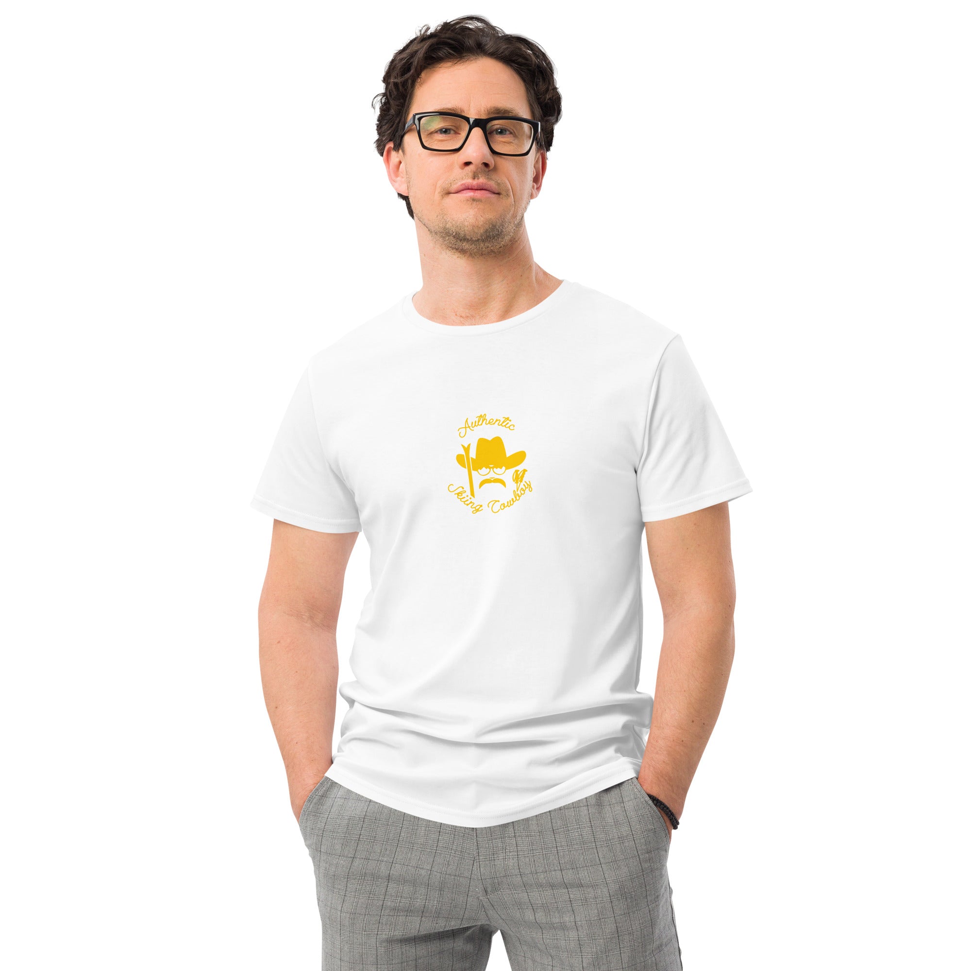Men's premium cotton t-shirt Authentic Skiing Cowboy Gold
