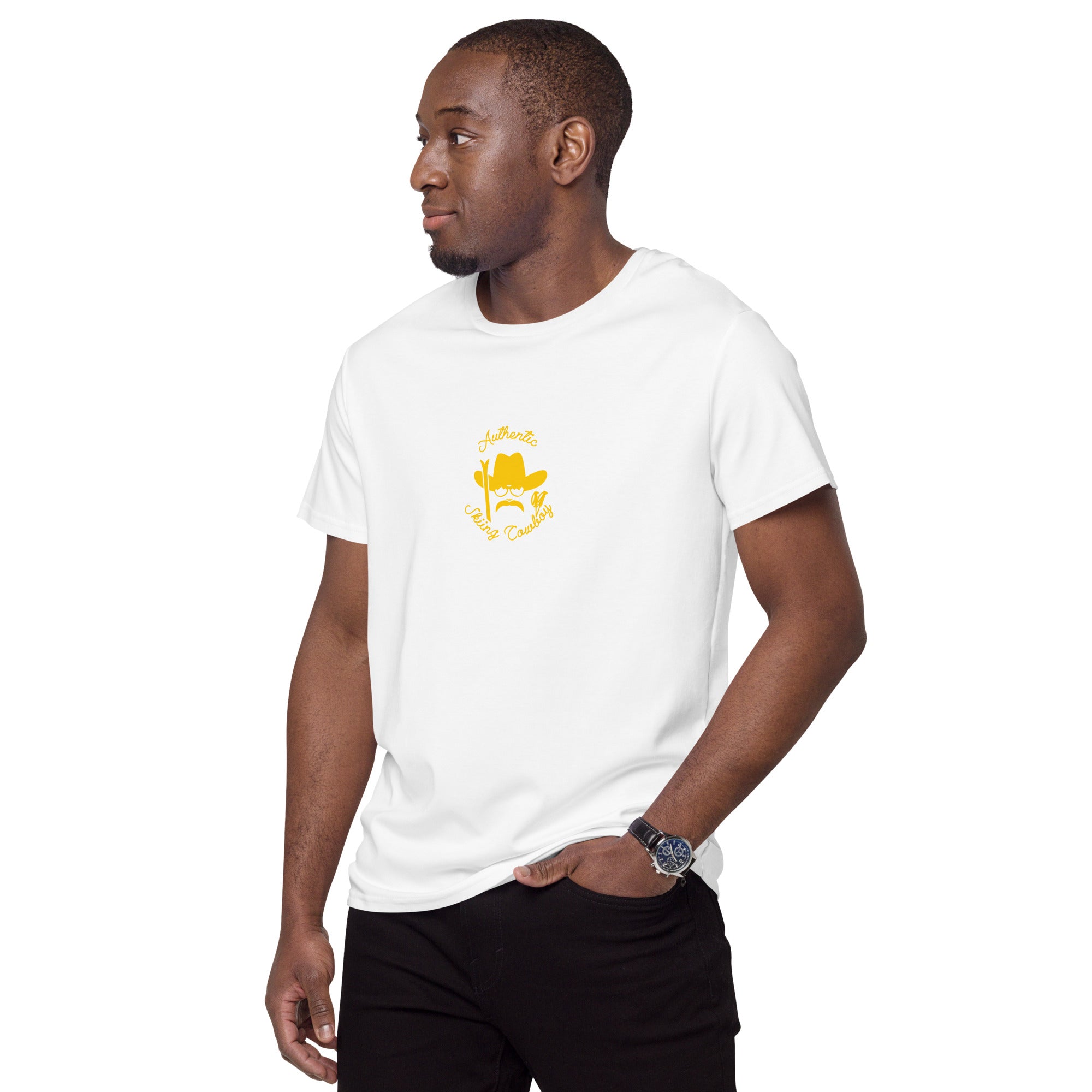 Men's premium cotton t-shirt Authentic Skiing Cowboy Gold