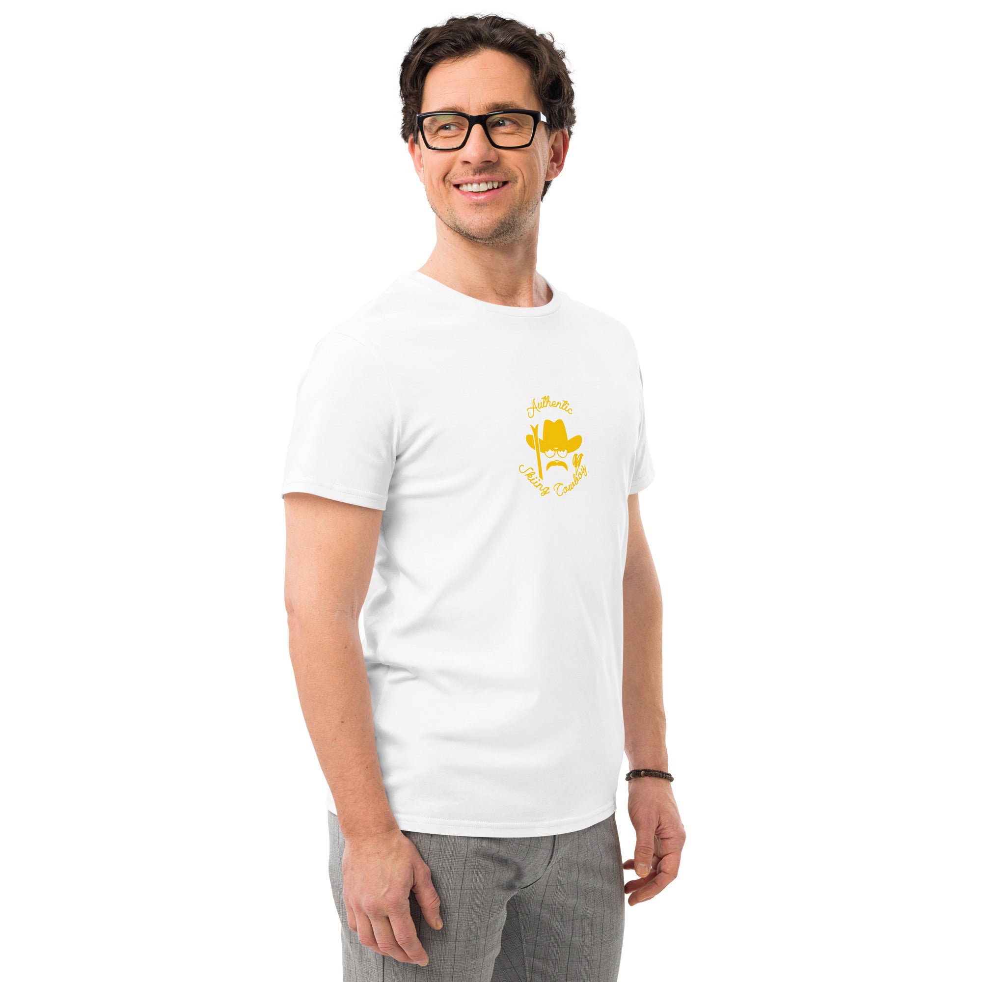 Men's premium cotton t-shirt Authentic Skiing Cowboy Gold