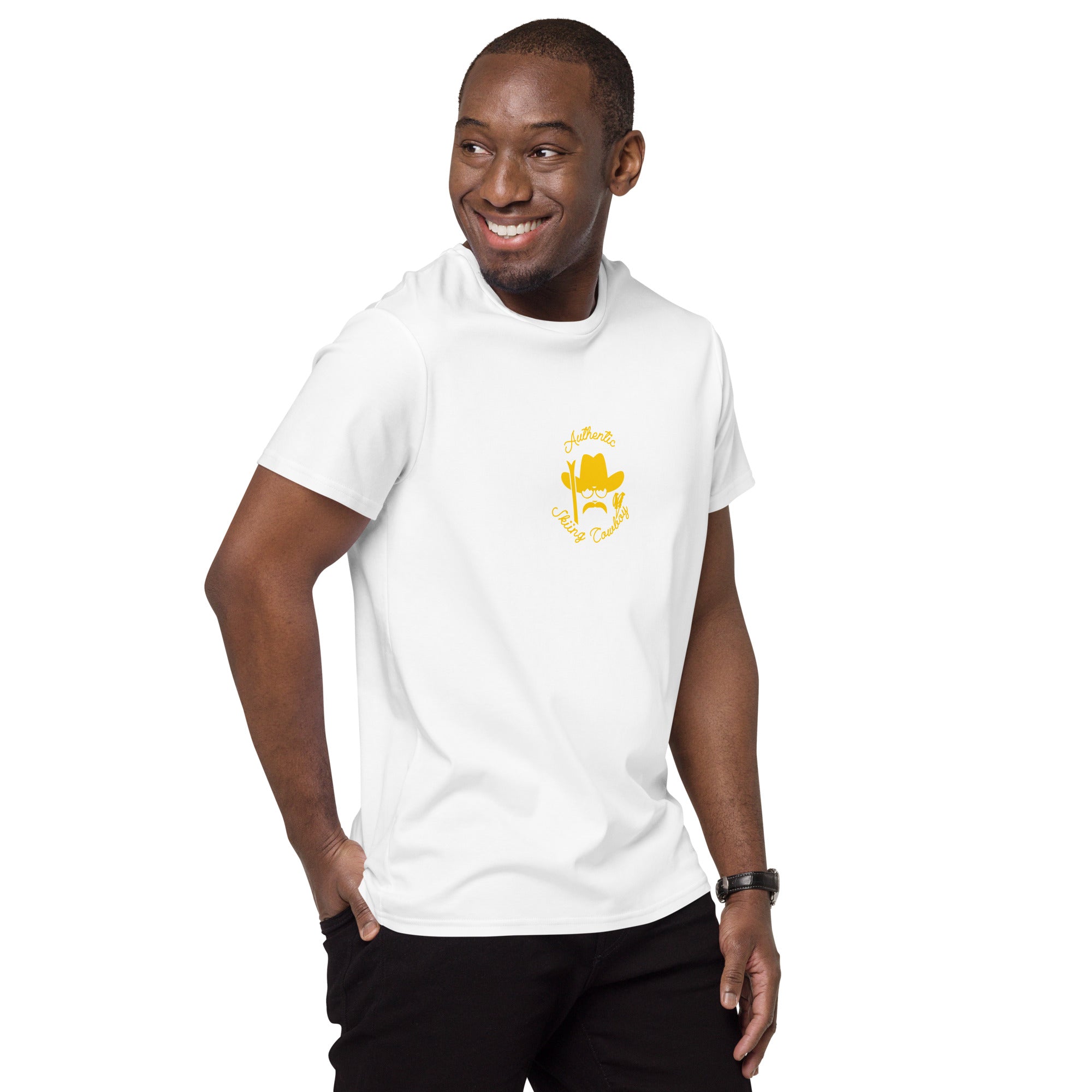 Men's premium cotton t-shirt Authentic Skiing Cowboy Gold