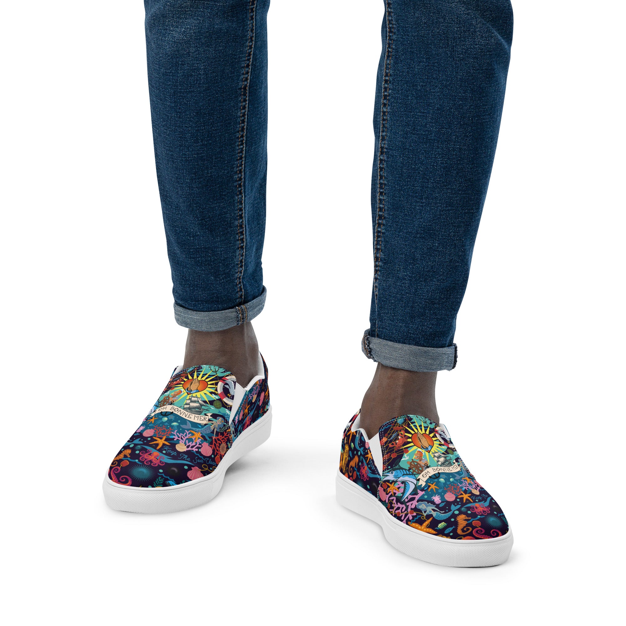 Tennis en toile sans lacets homme Oh Bonne Mer bleu foncé