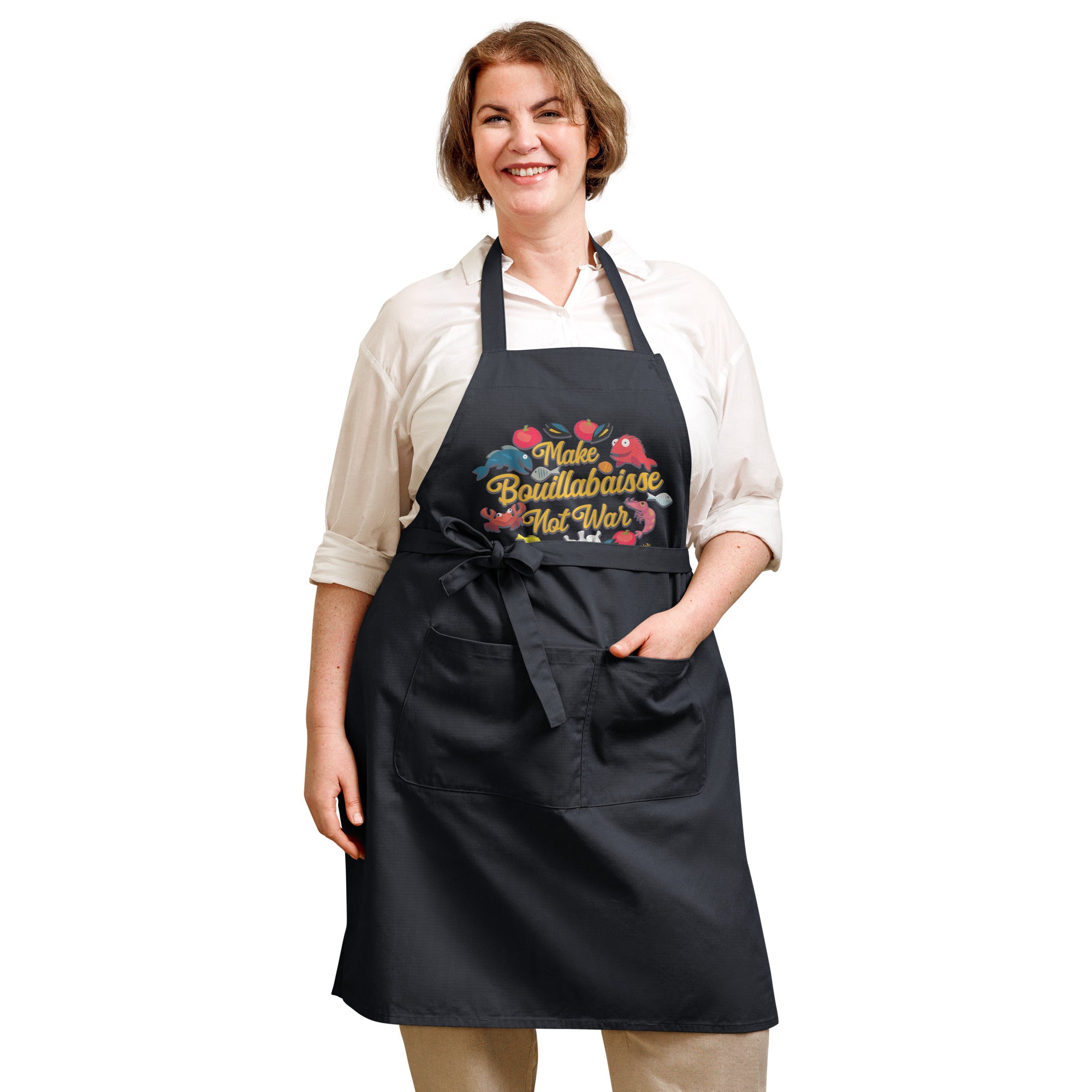 Tablier en coton biologique Make Bouillabaisse Not War