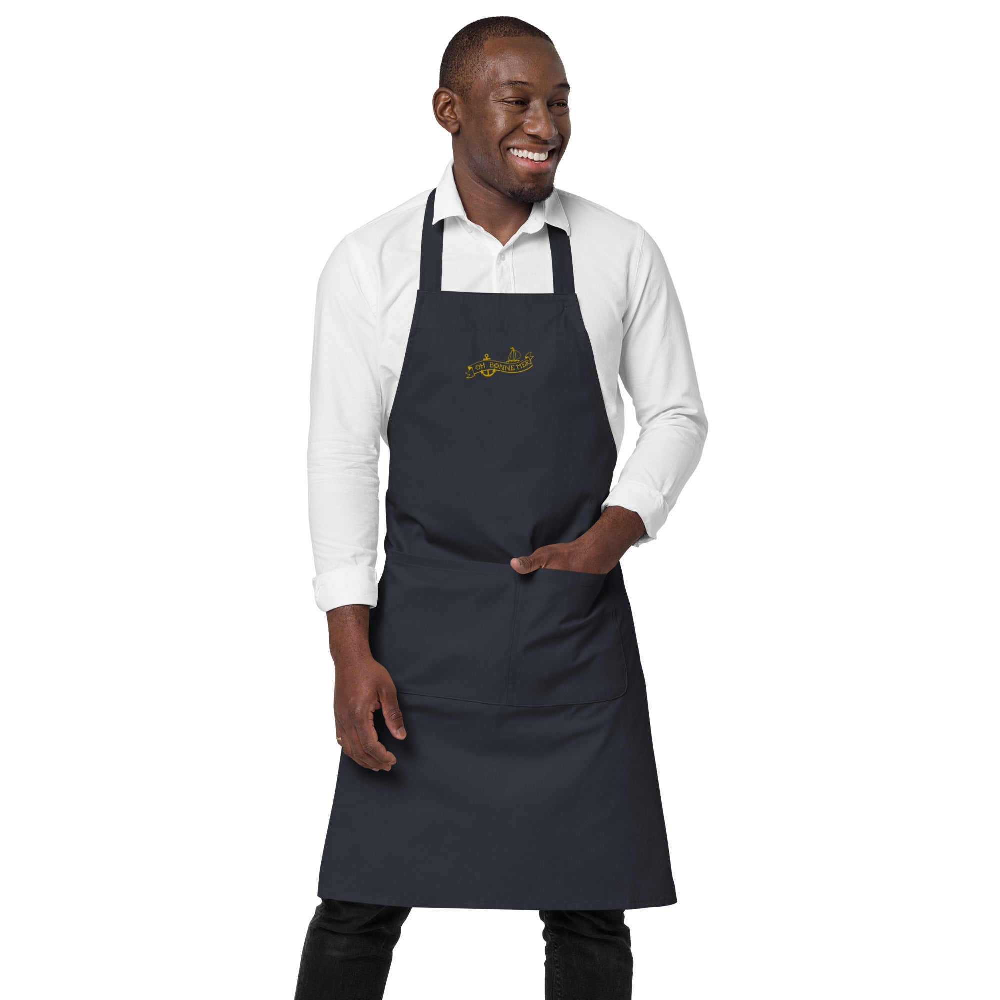 Tablier en coton biologique Oh Bonne Mer Tattoo brodé gold