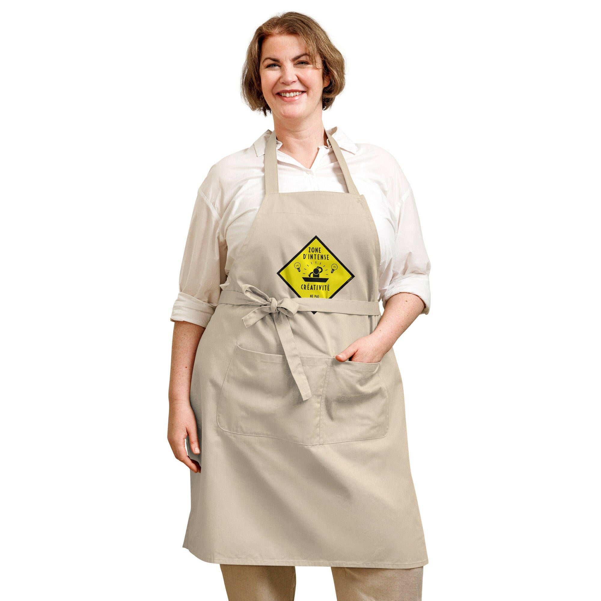 Organic cotton apron Zone d'intense créativité, Ne pas déranger