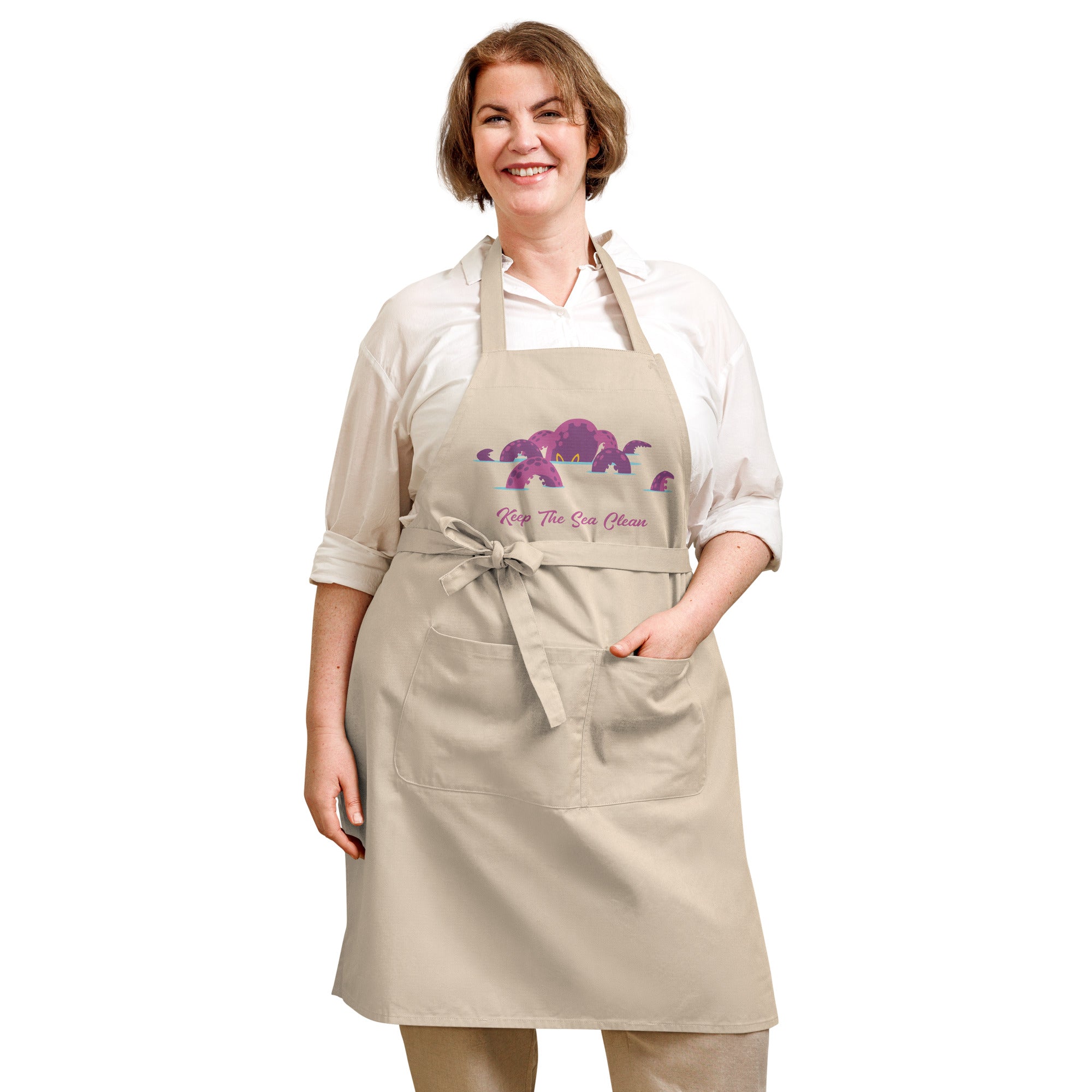 Tablier en coton biologique Octopus Purple