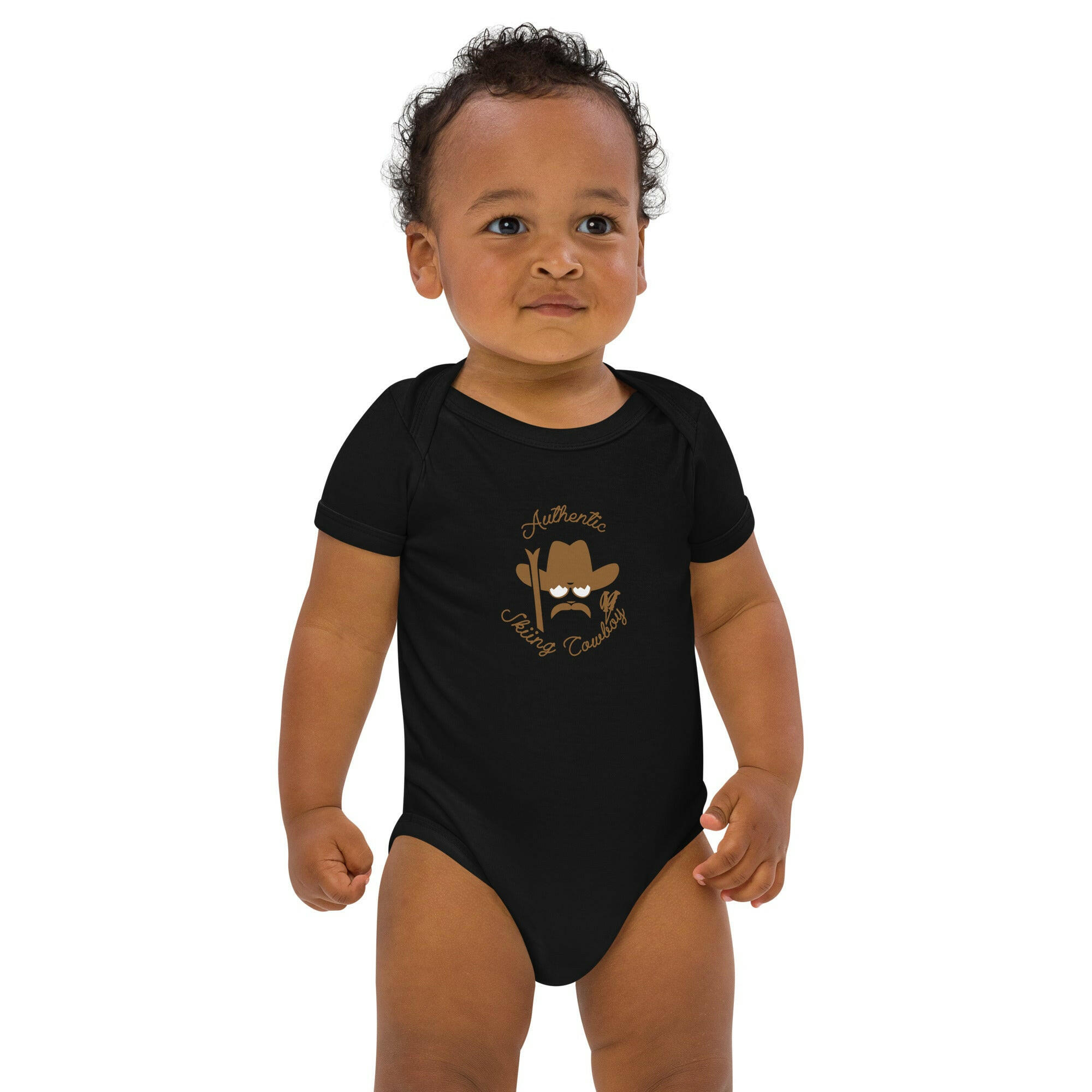 Body en coton bio bébé Authentic Skiing Cowboy Brun
