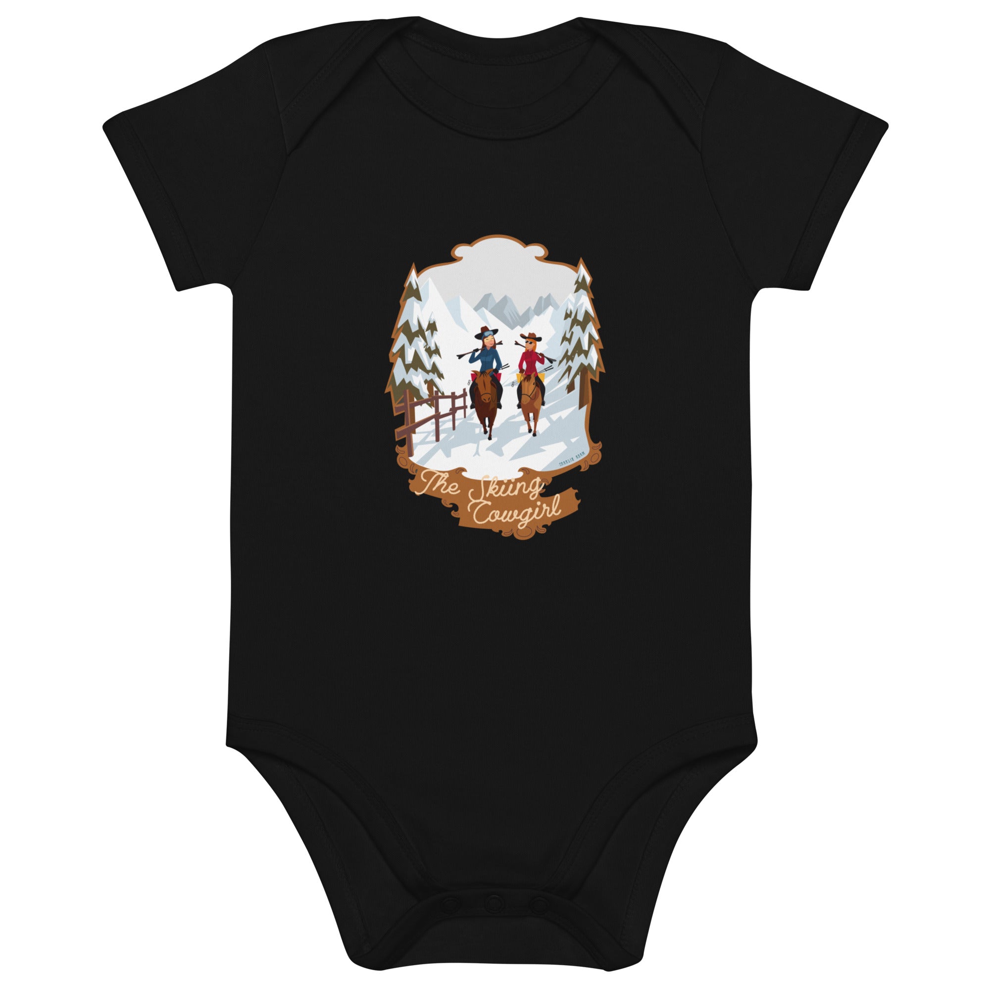 Body en coton bio bébé The Skiing Cowgirl