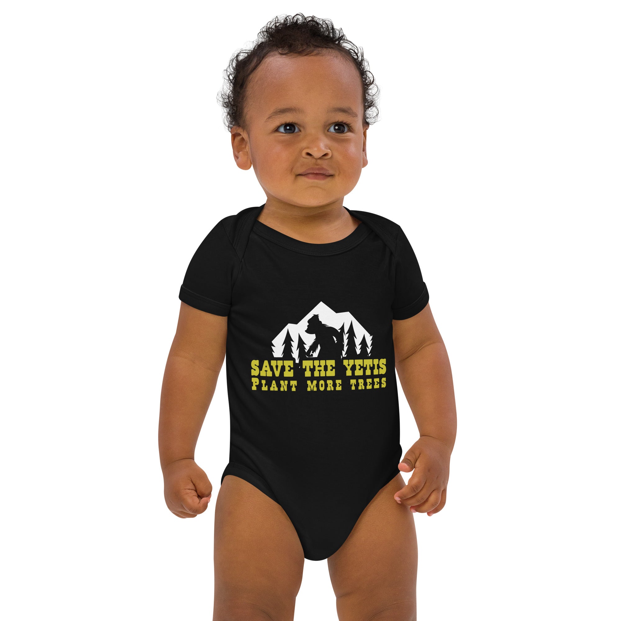 Body en coton bio bébé Save the Yetis, Plant more Trees