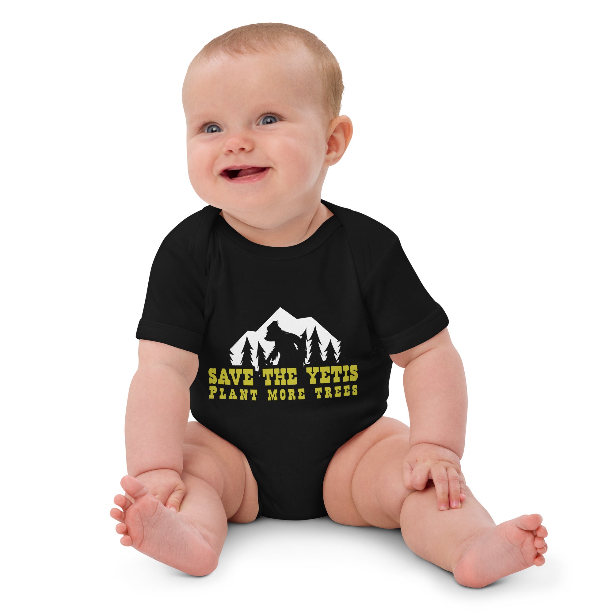 Body en coton bio bébé Save the Yetis, Plant more Trees