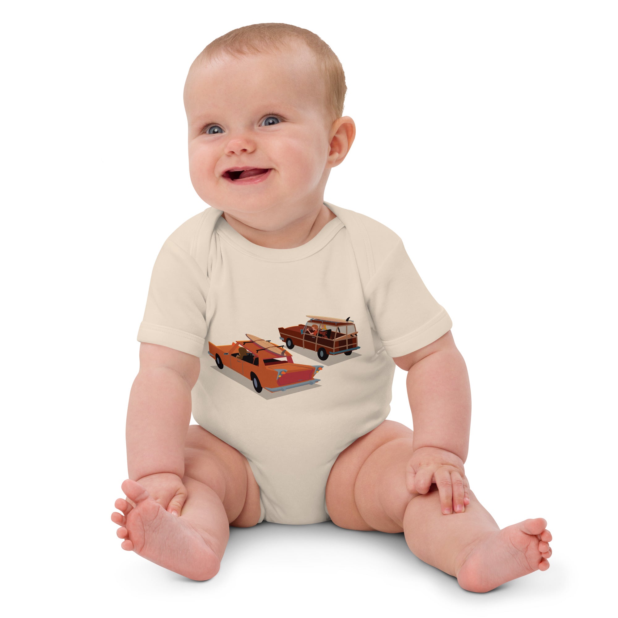 Body en coton bio bébé Gone Surfing Vintage Cars & Surfboards