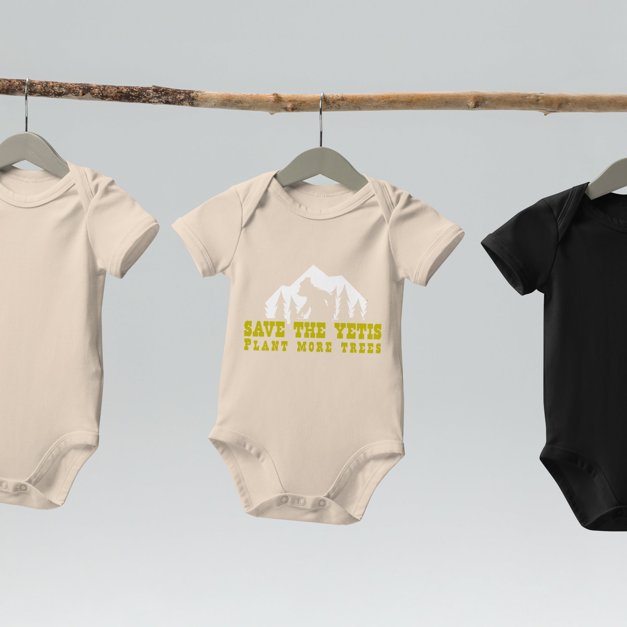 Body en coton bio bébé Save the Yetis, Plant more Trees