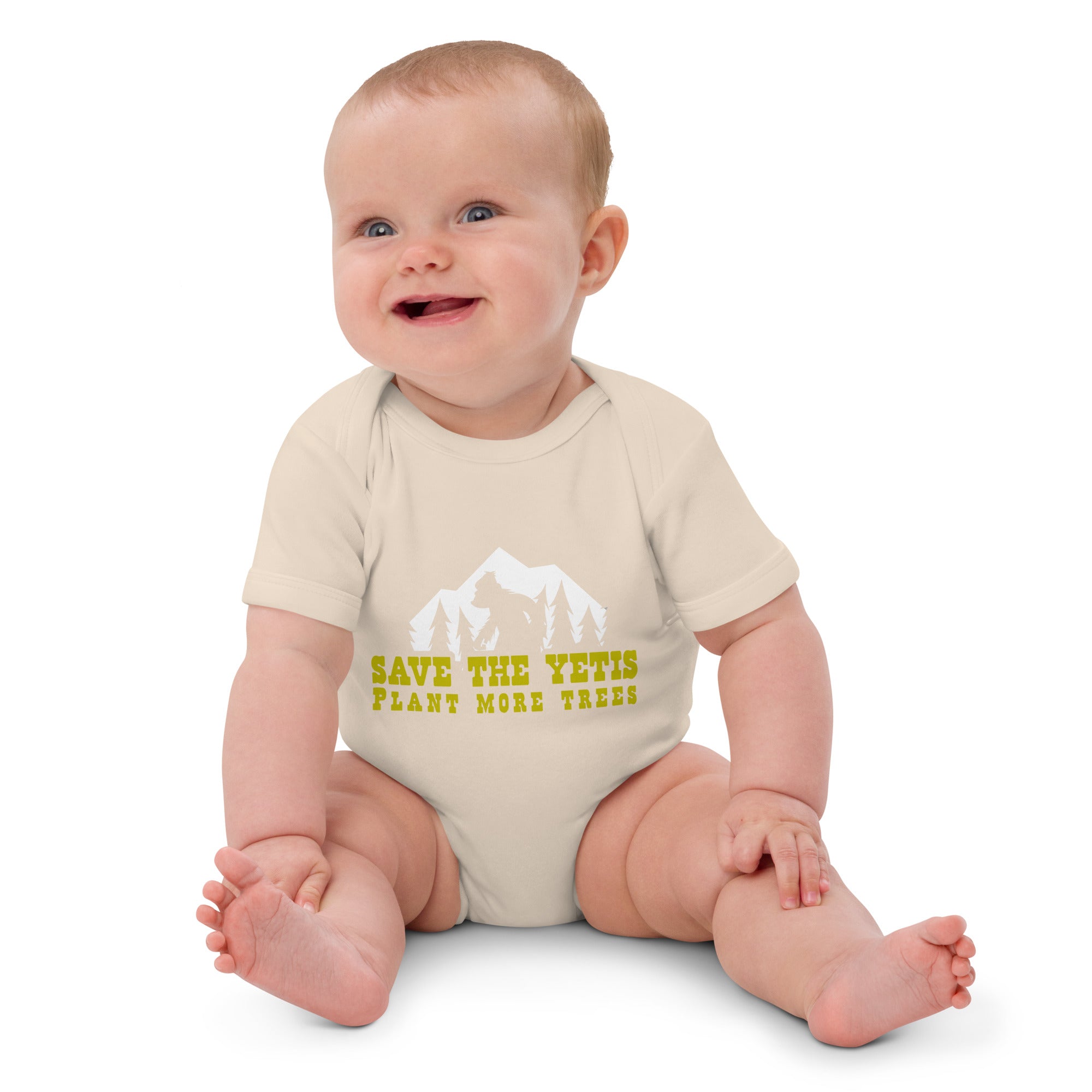 Body en coton bio bébé Save the Yetis, Plant more Trees
