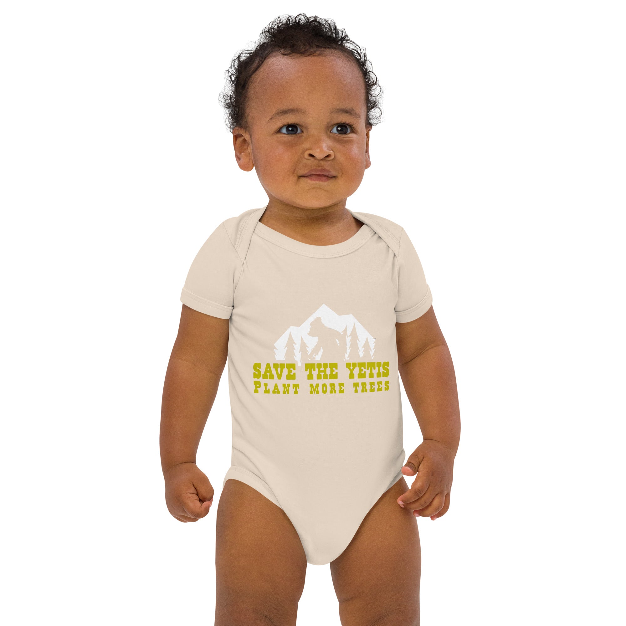 Body en coton bio bébé Save the Yetis, Plant more Trees