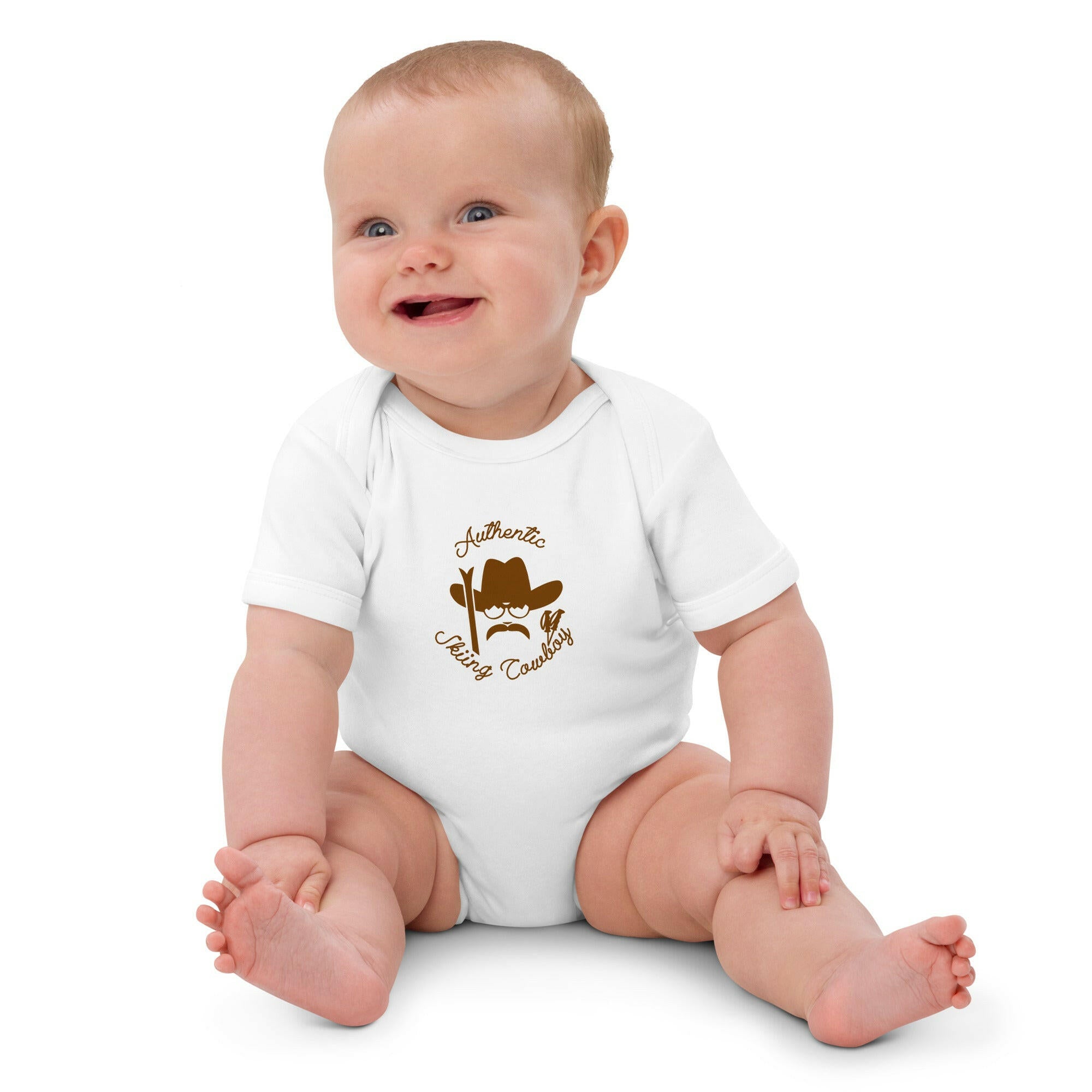 Body en coton bio bébé Authentic Skiing Cowboy Brun