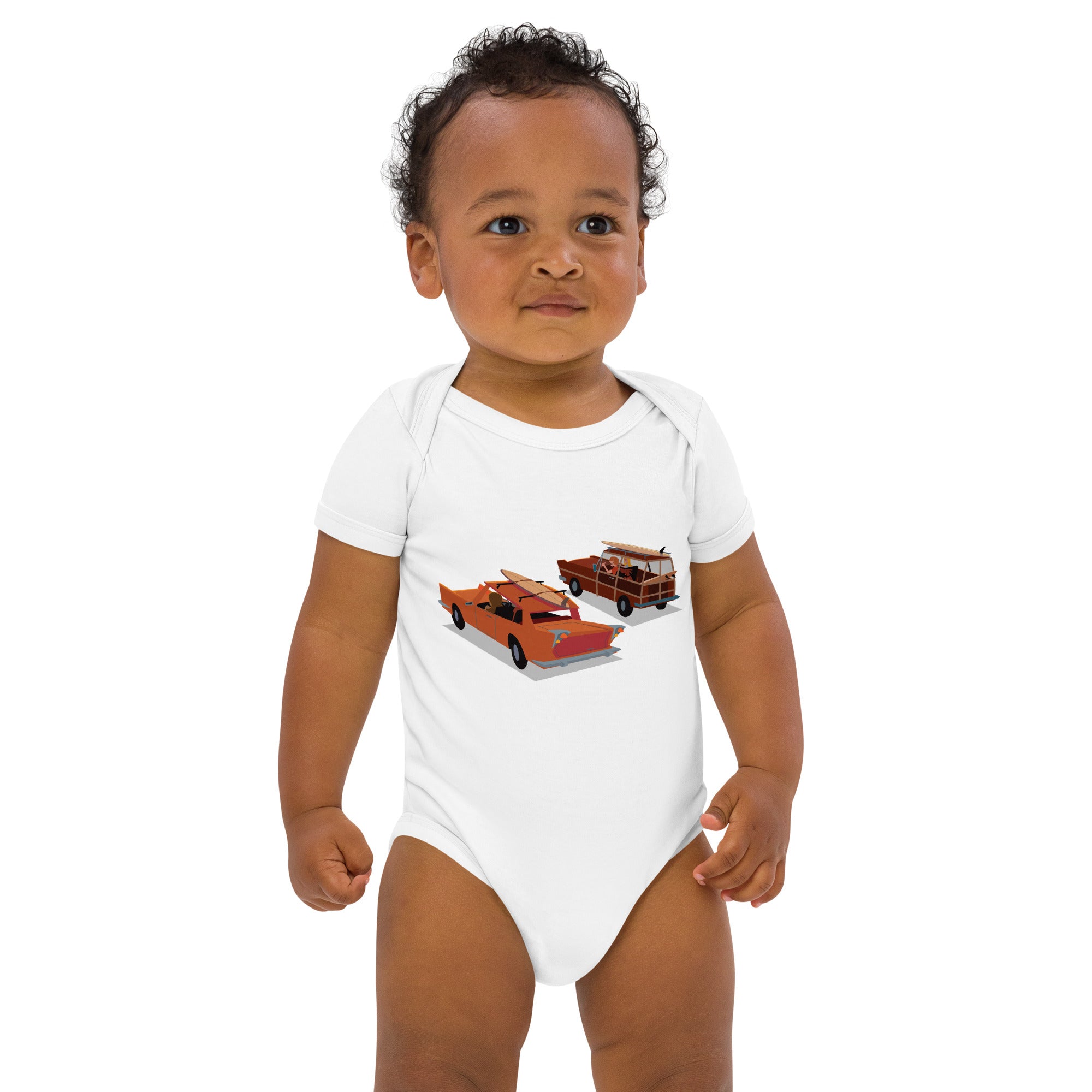 Body en coton bio bébé Gone Surfing Vintage Cars & Surfboards