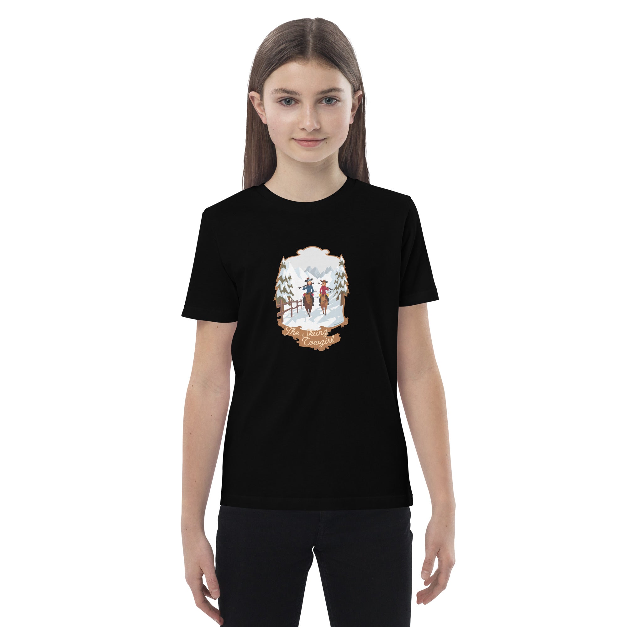 Organic cotton kids t-shirt The Skiing Cowgirl
