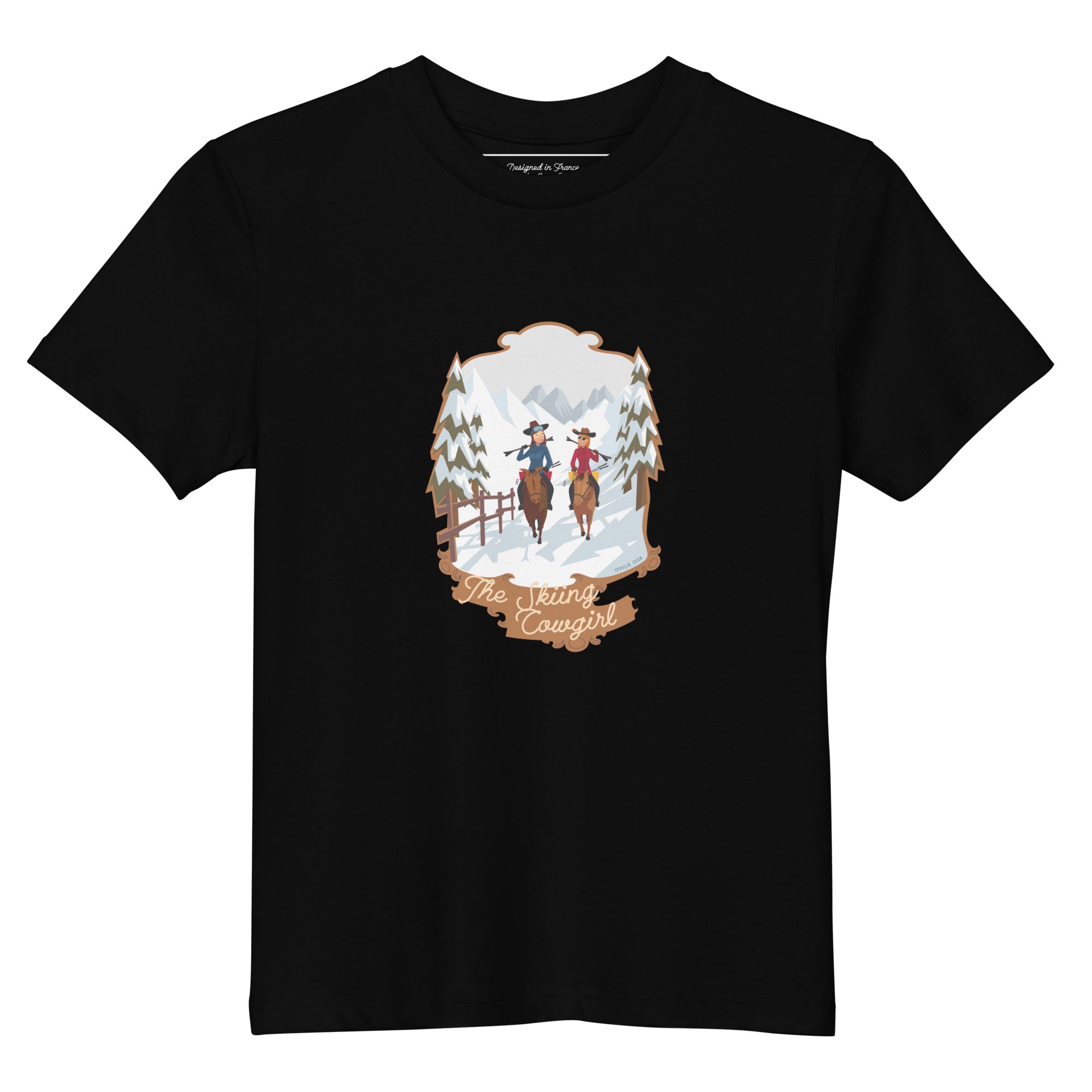 Organic cotton kids t-shirt The Skiing Cowgirl