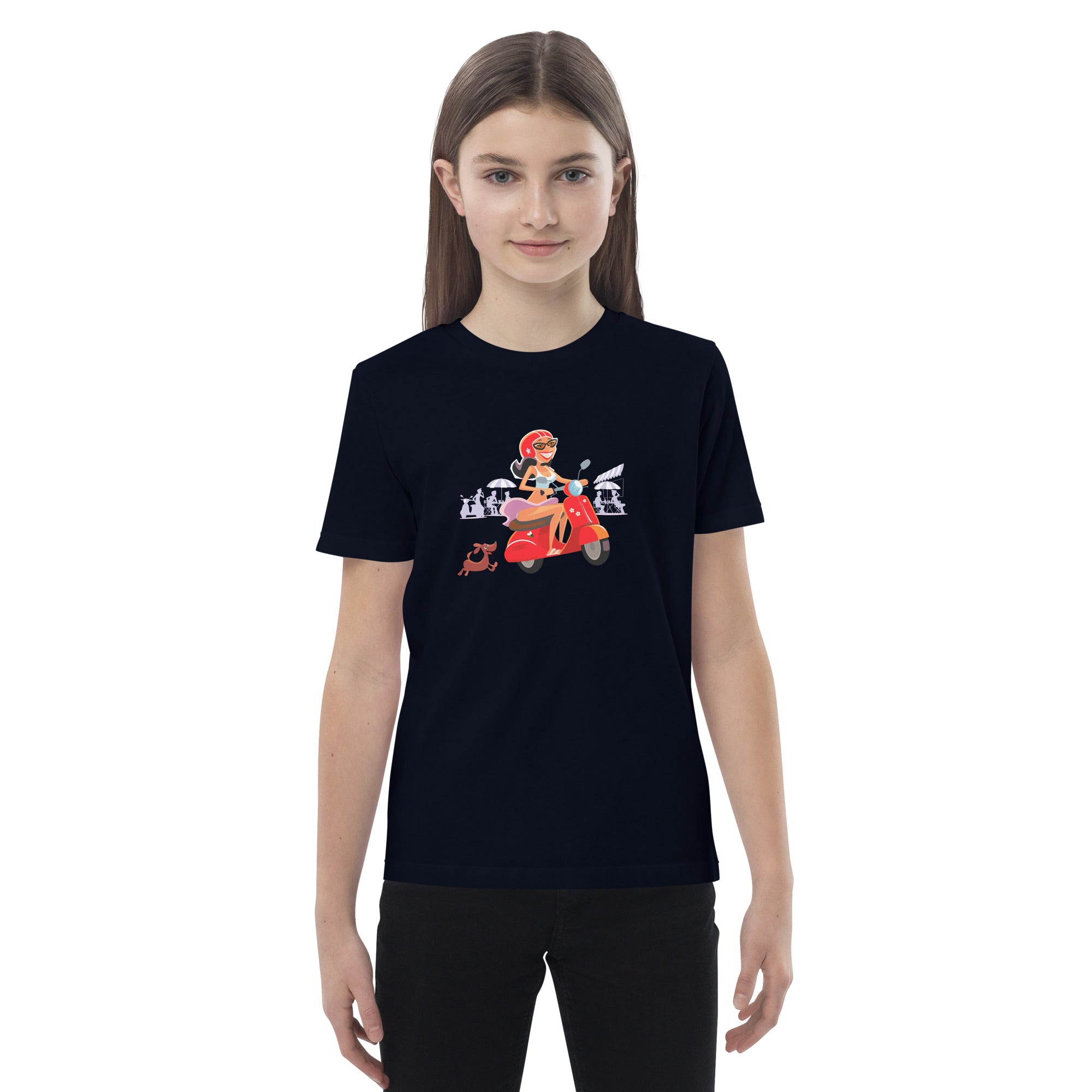T-shirt en coton bio enfant Vespa Girl in St Tropez