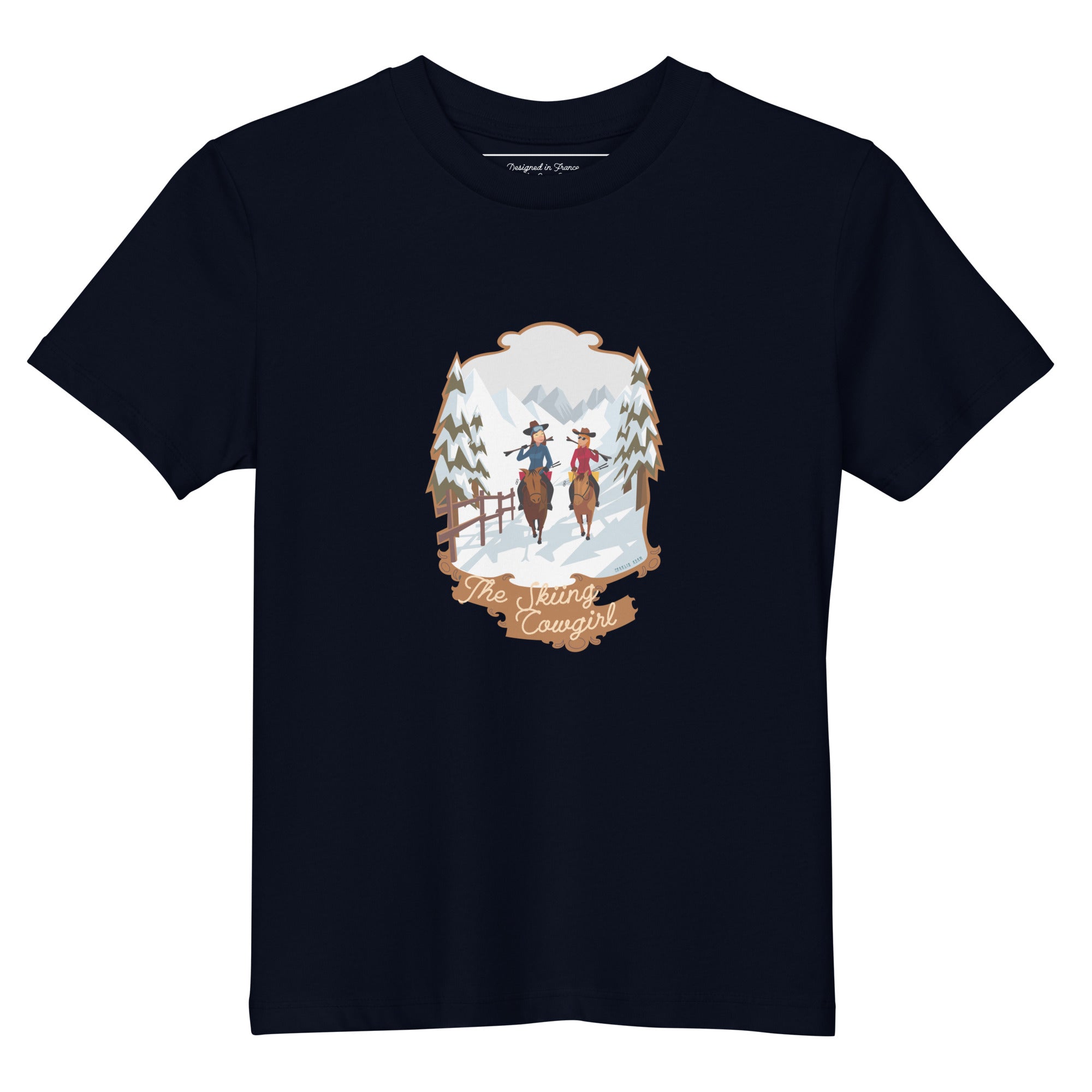 Organic cotton kids t-shirt The Skiing Cowgirl