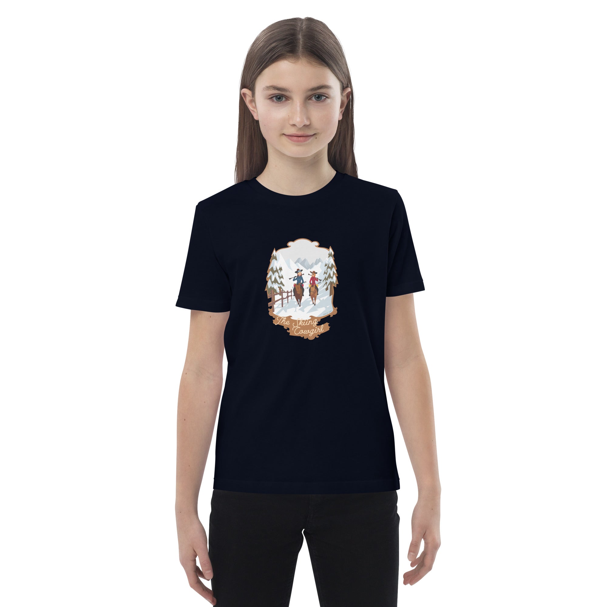 Organic cotton kids t-shirt The Skiing Cowgirl