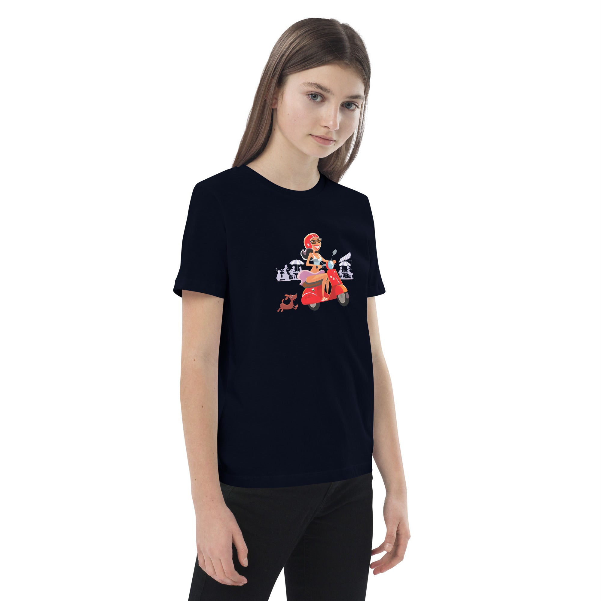 T-shirt en coton bio enfant Vespa Girl in St Tropez