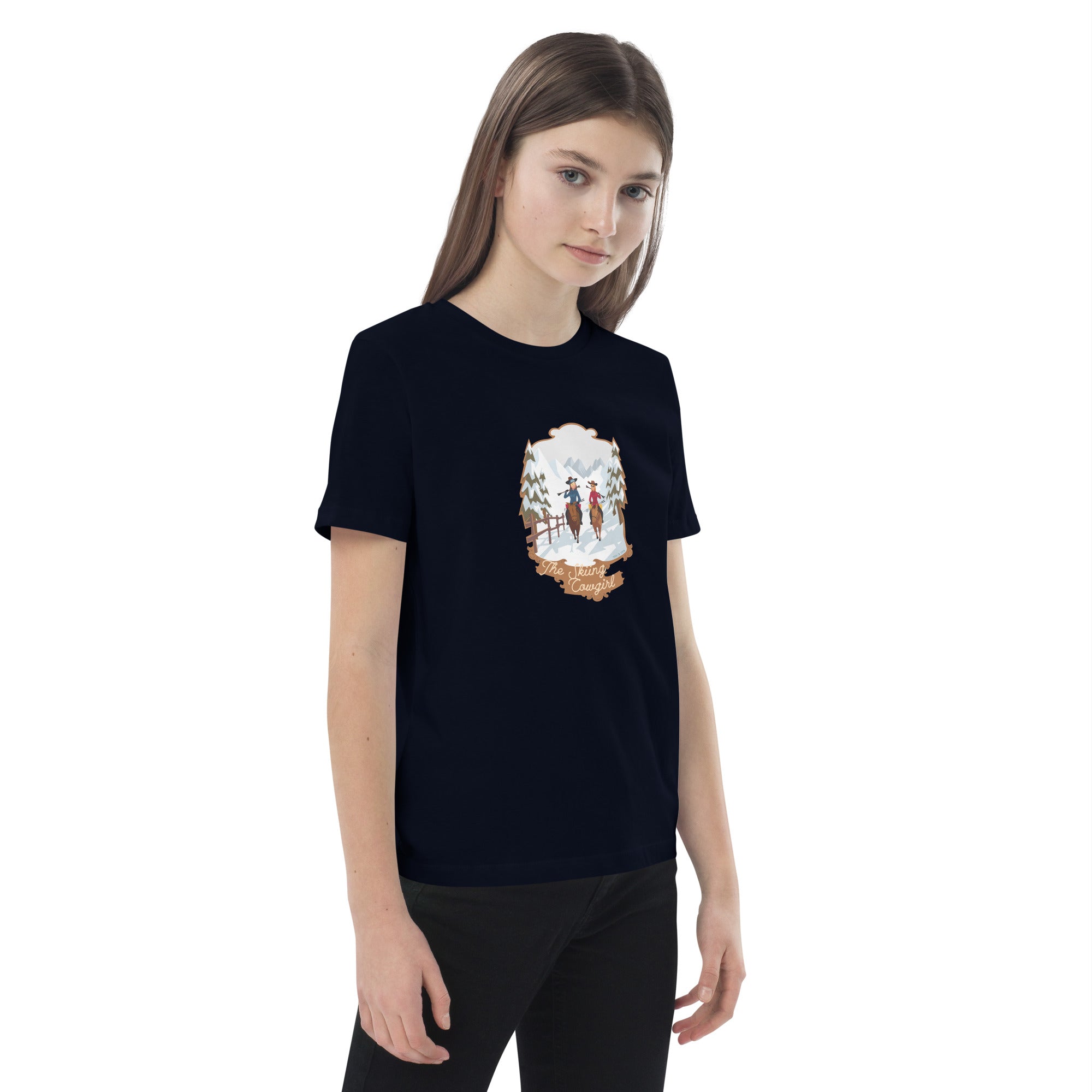 Organic cotton kids t-shirt The Skiing Cowgirl