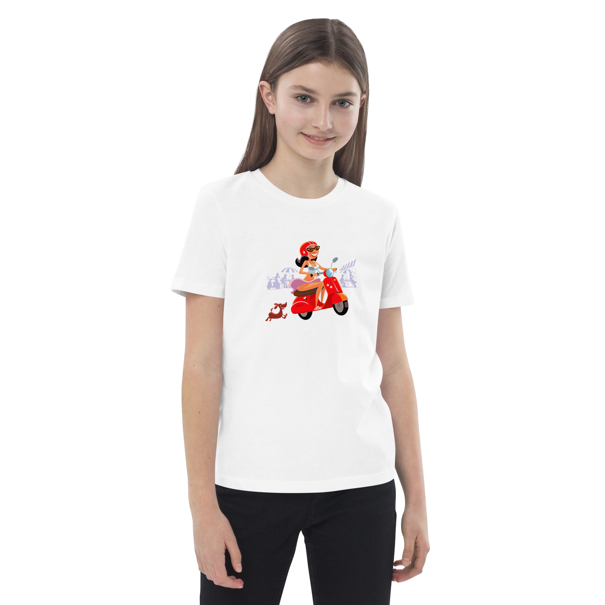 T-shirt en coton bio enfant Vespa Girl in St Tropez