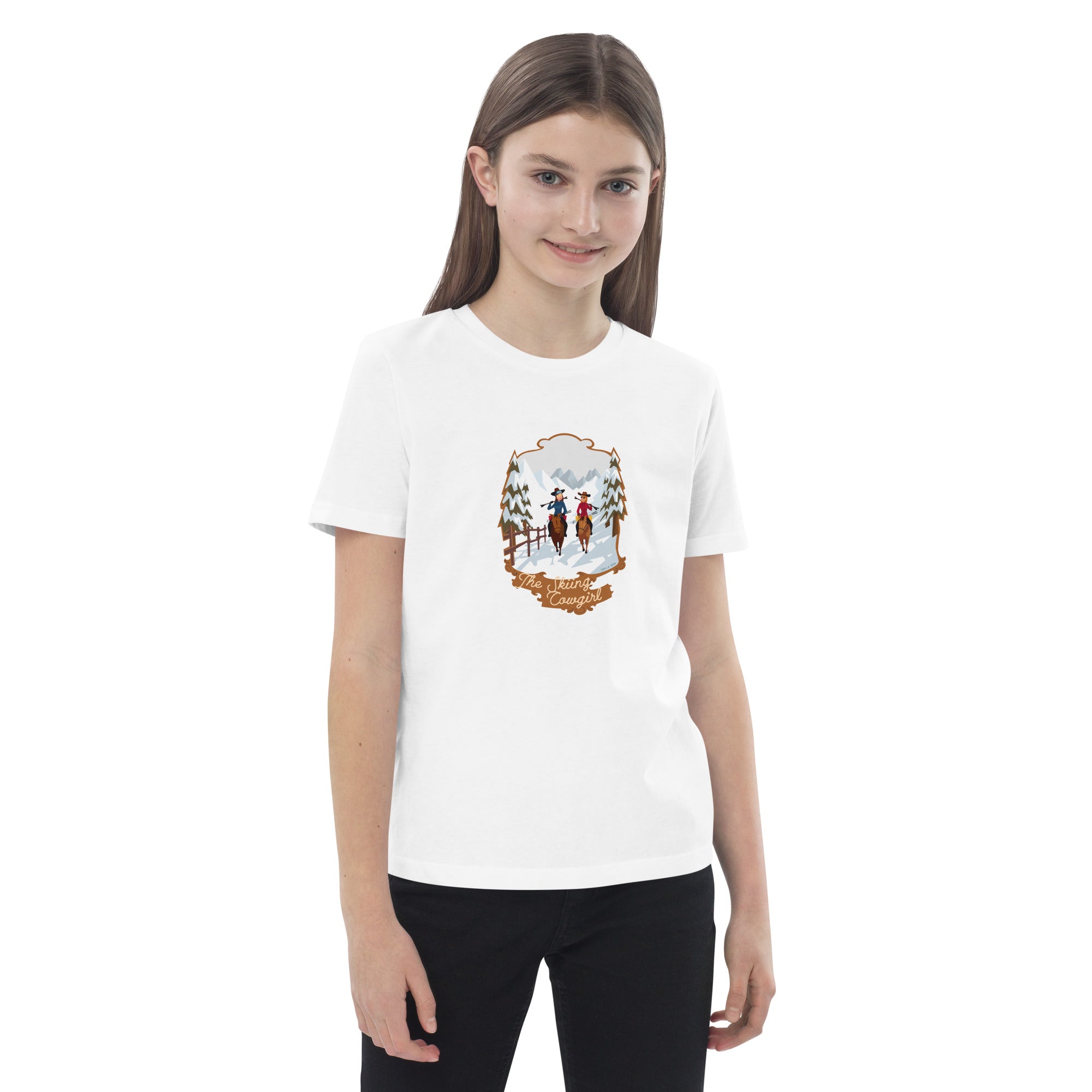 Organic cotton kids t-shirt The Skiing Cowgirl