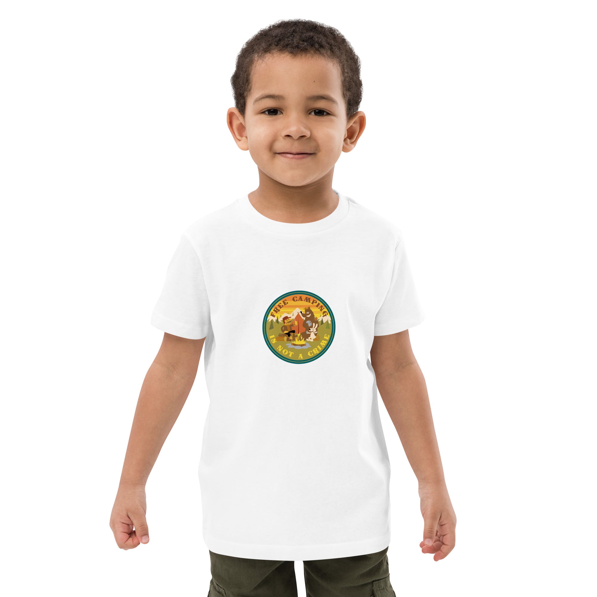 T-shirt en coton bio enfant Free Camping is not a crime