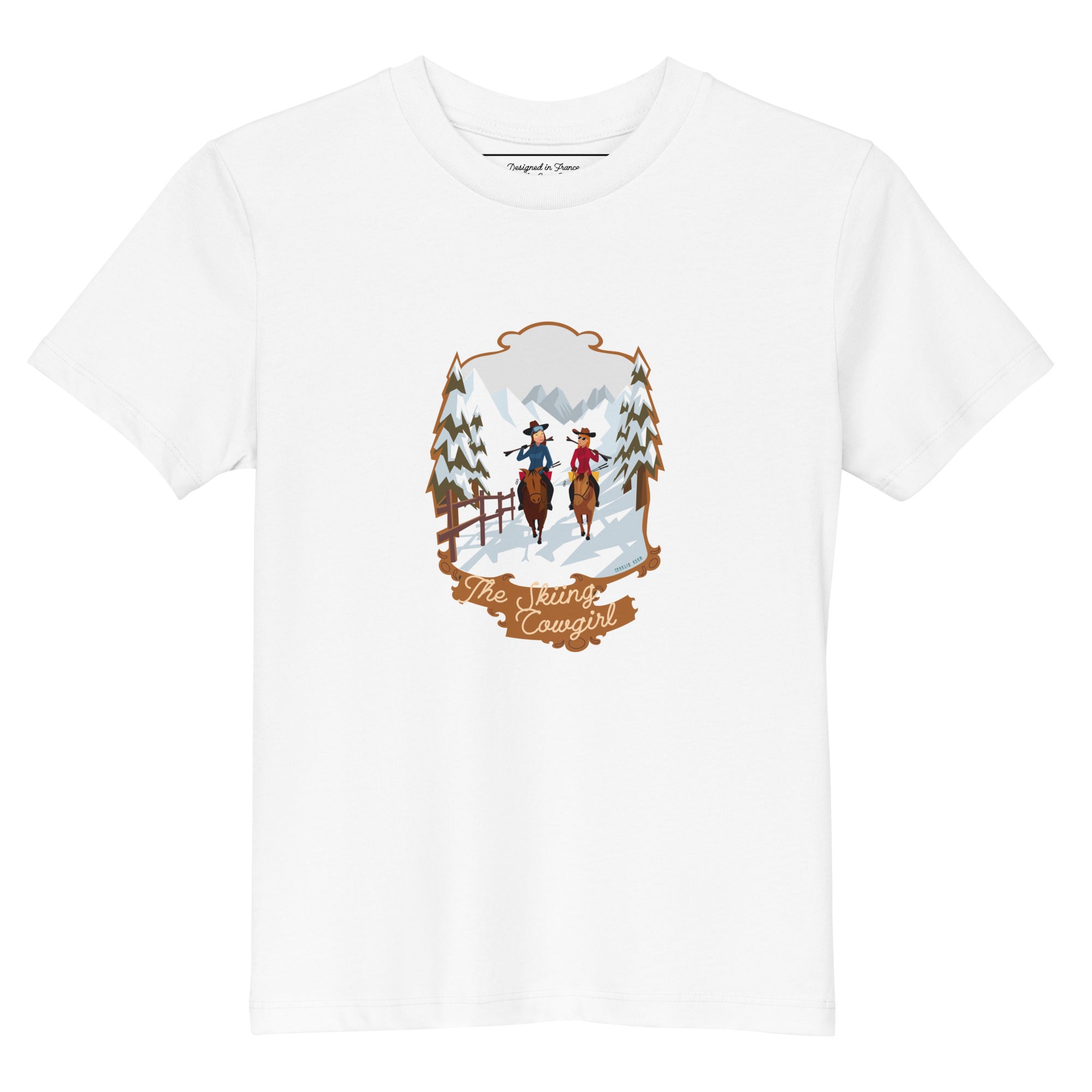 Organic cotton kids t-shirt The Skiing Cowgirl