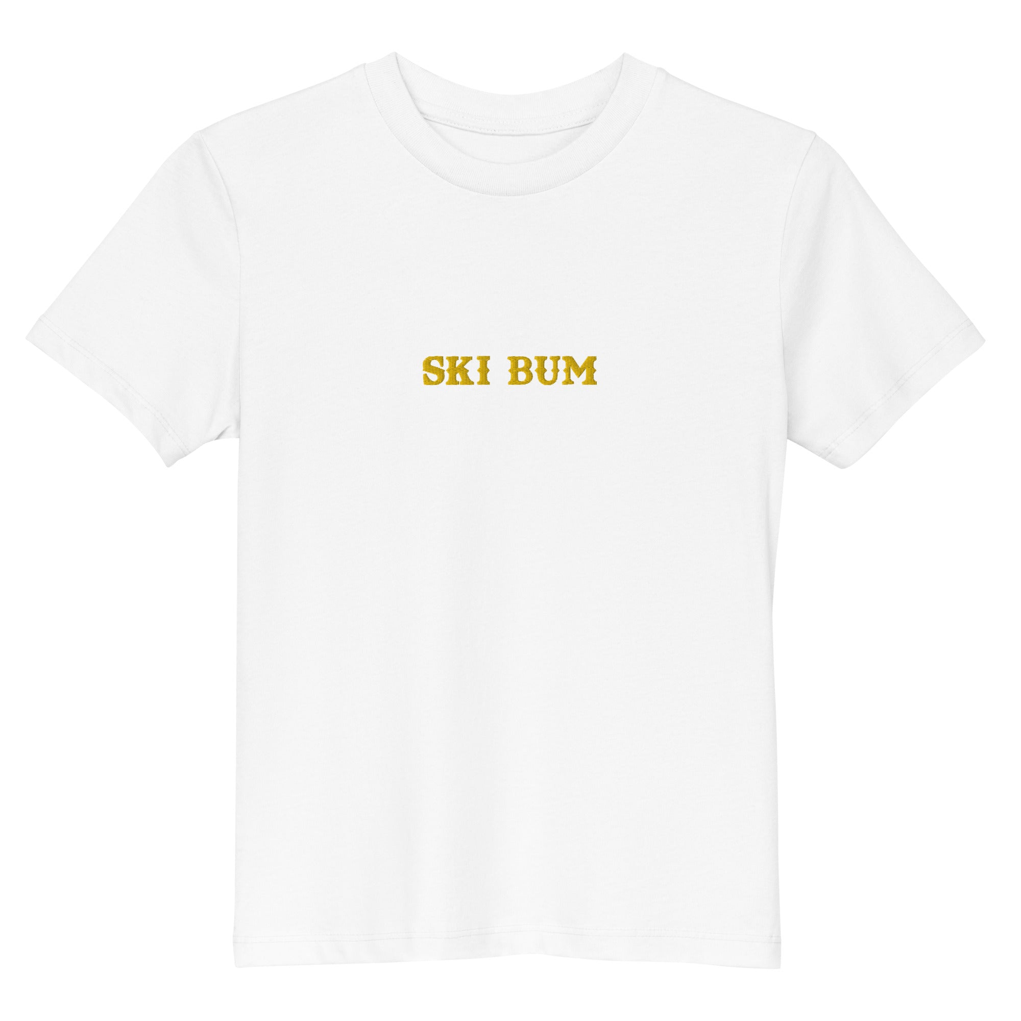 T-shirt en coton bio enfant Ski Bum brodé gold