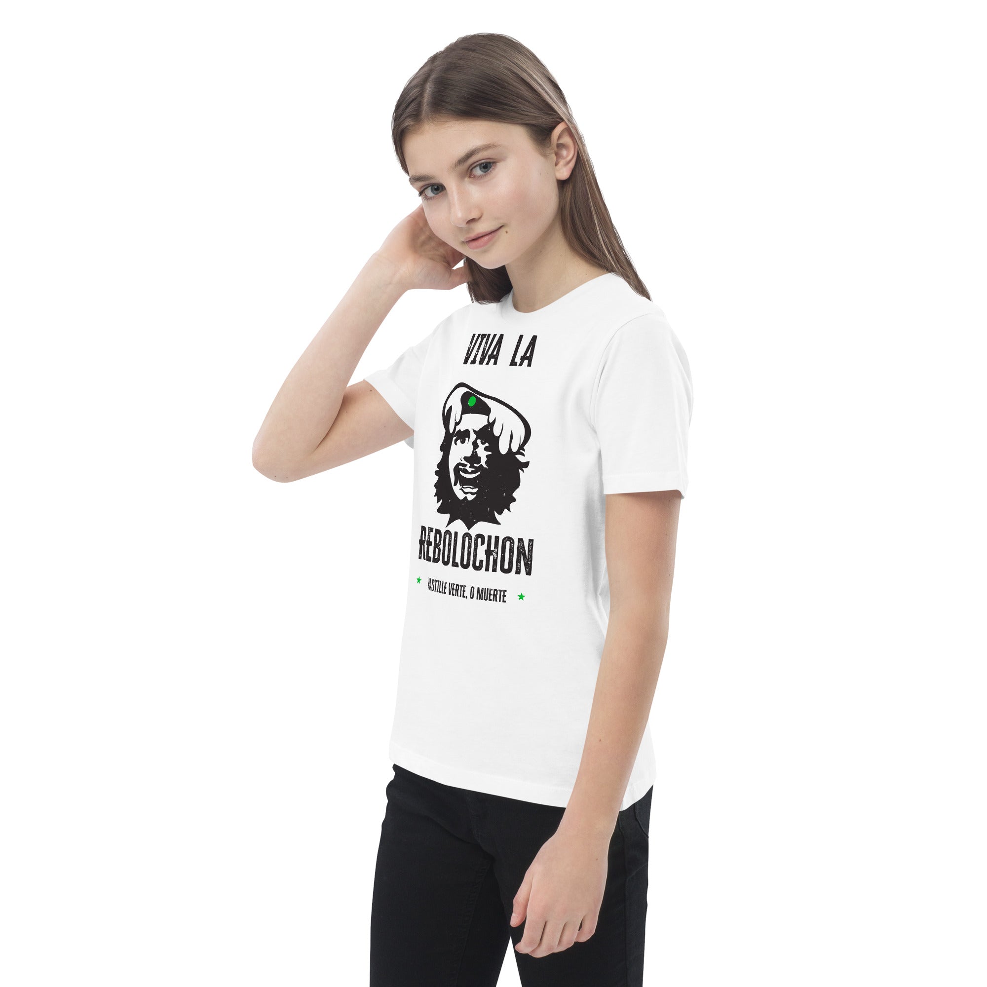 T-shirt en coton bio enfant Viva la Rebolochon sur fond clair