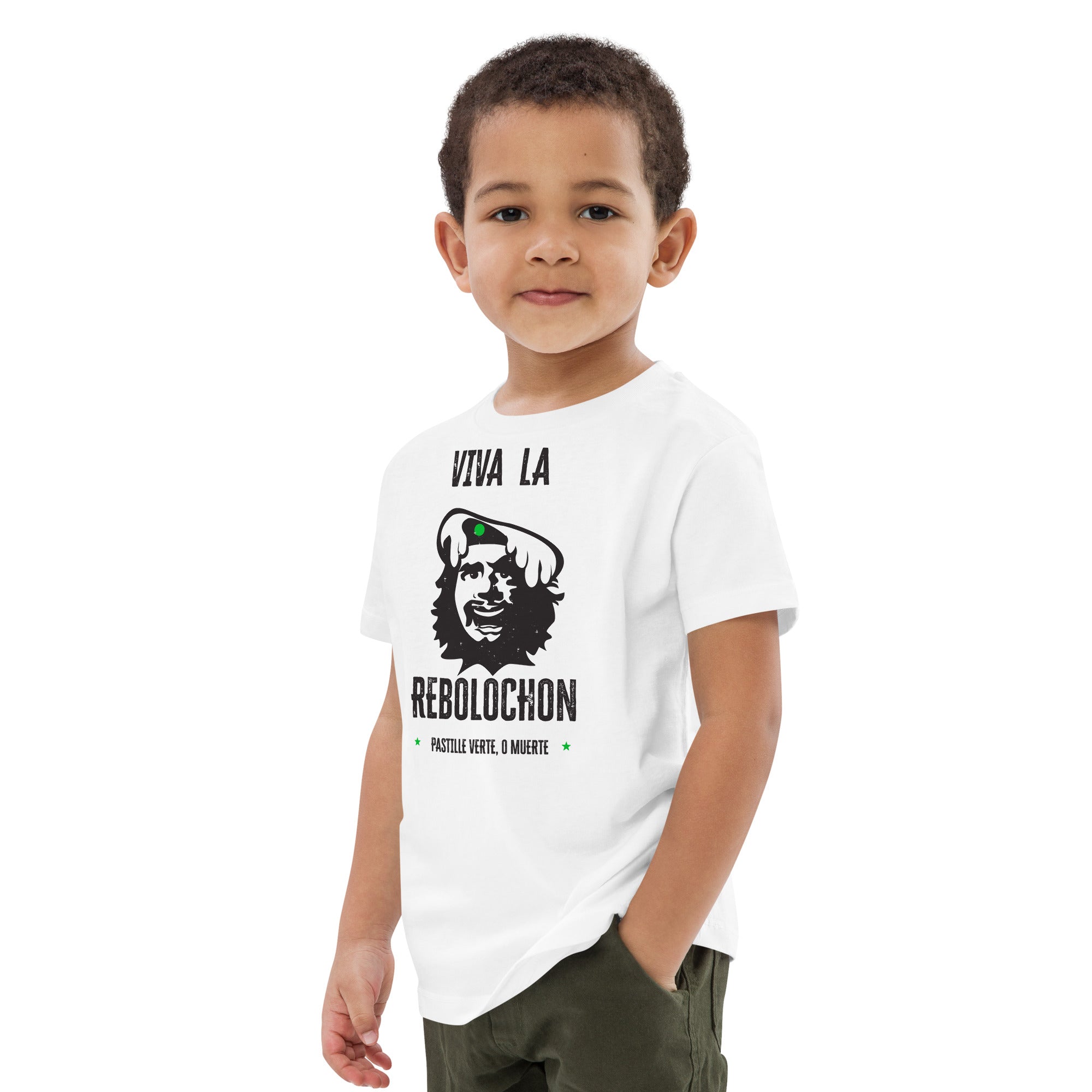 T-shirt en coton bio enfant Viva la Rebolochon sur fond clair
