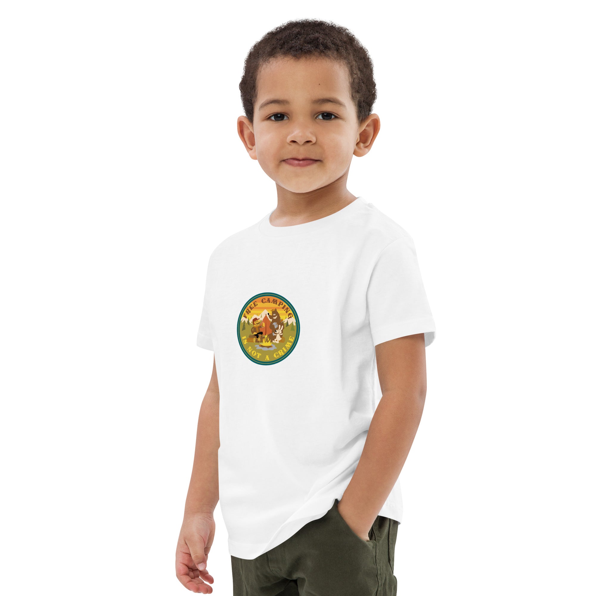 T-shirt en coton bio enfant Free Camping is not a crime