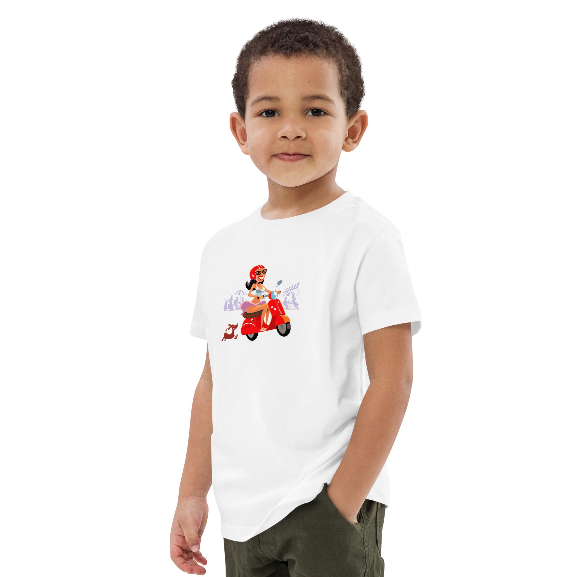 T-shirt en coton bio enfant Vespa Girl in St Tropez