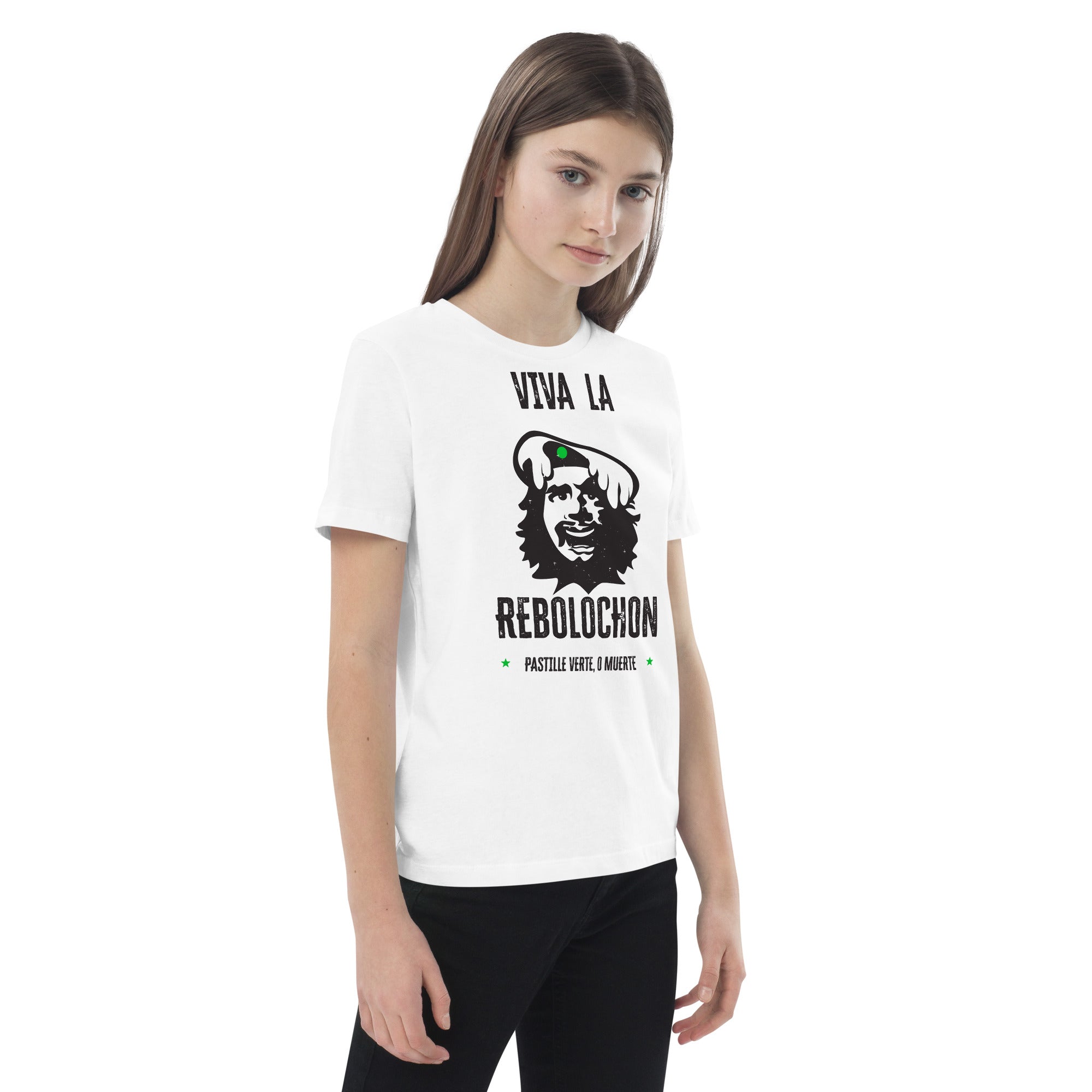 T-shirt en coton bio enfant Viva la Rebolochon sur fond clair