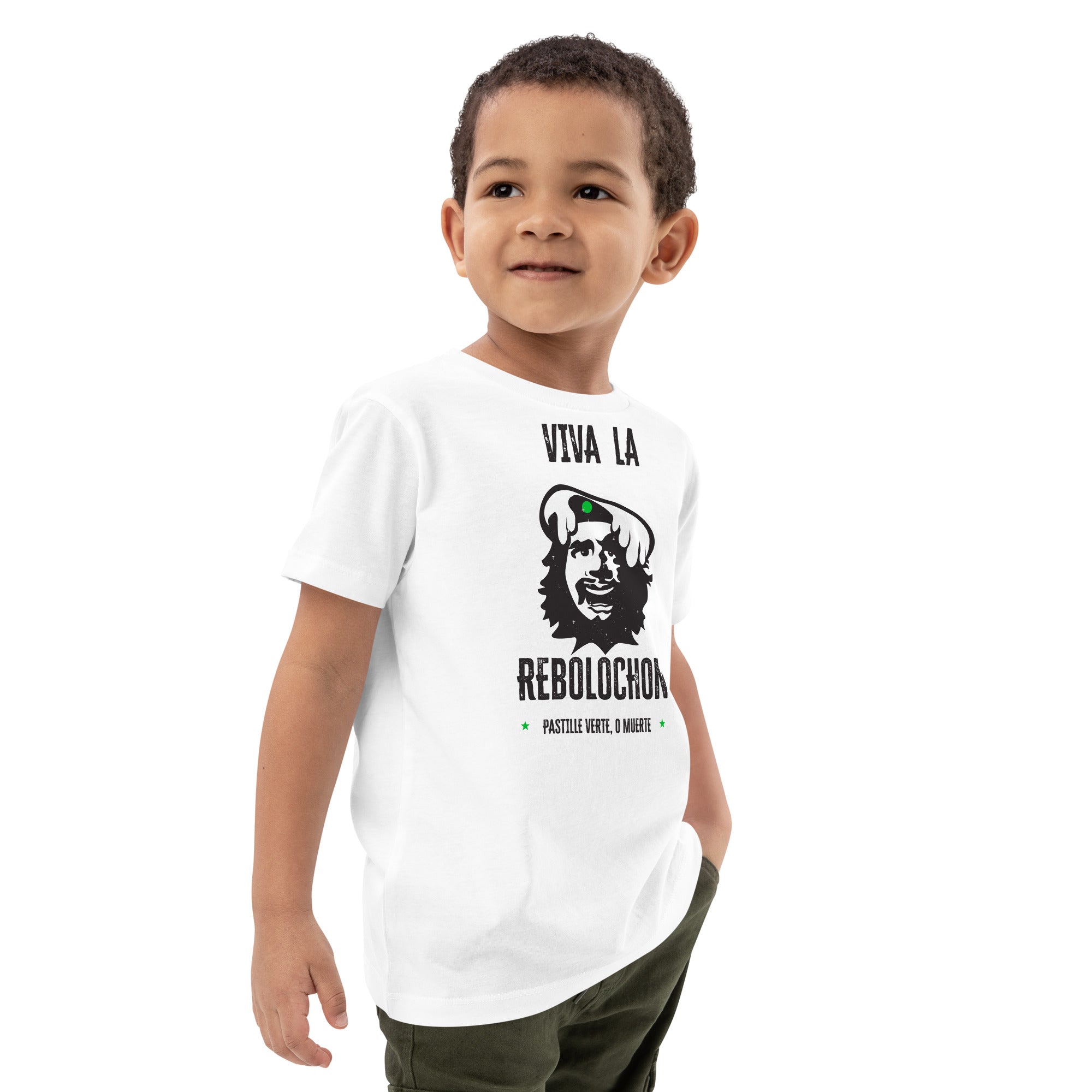 T-shirt en coton bio enfant Viva la Rebolochon sur fond clair