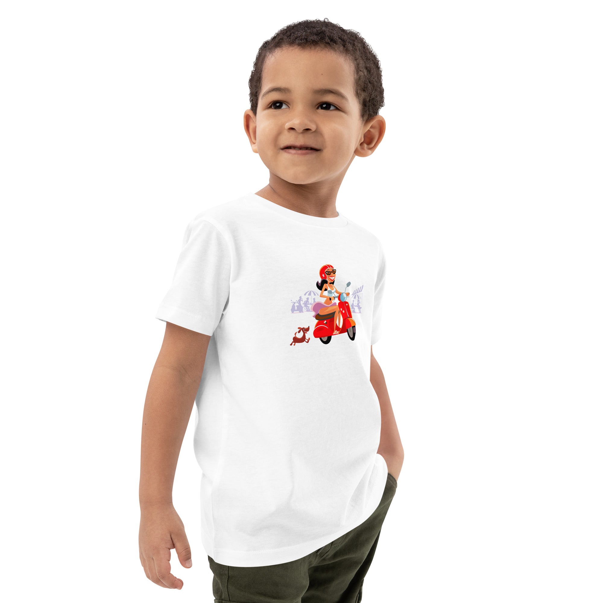 T-shirt en coton bio enfant Vespa Girl in St Tropez