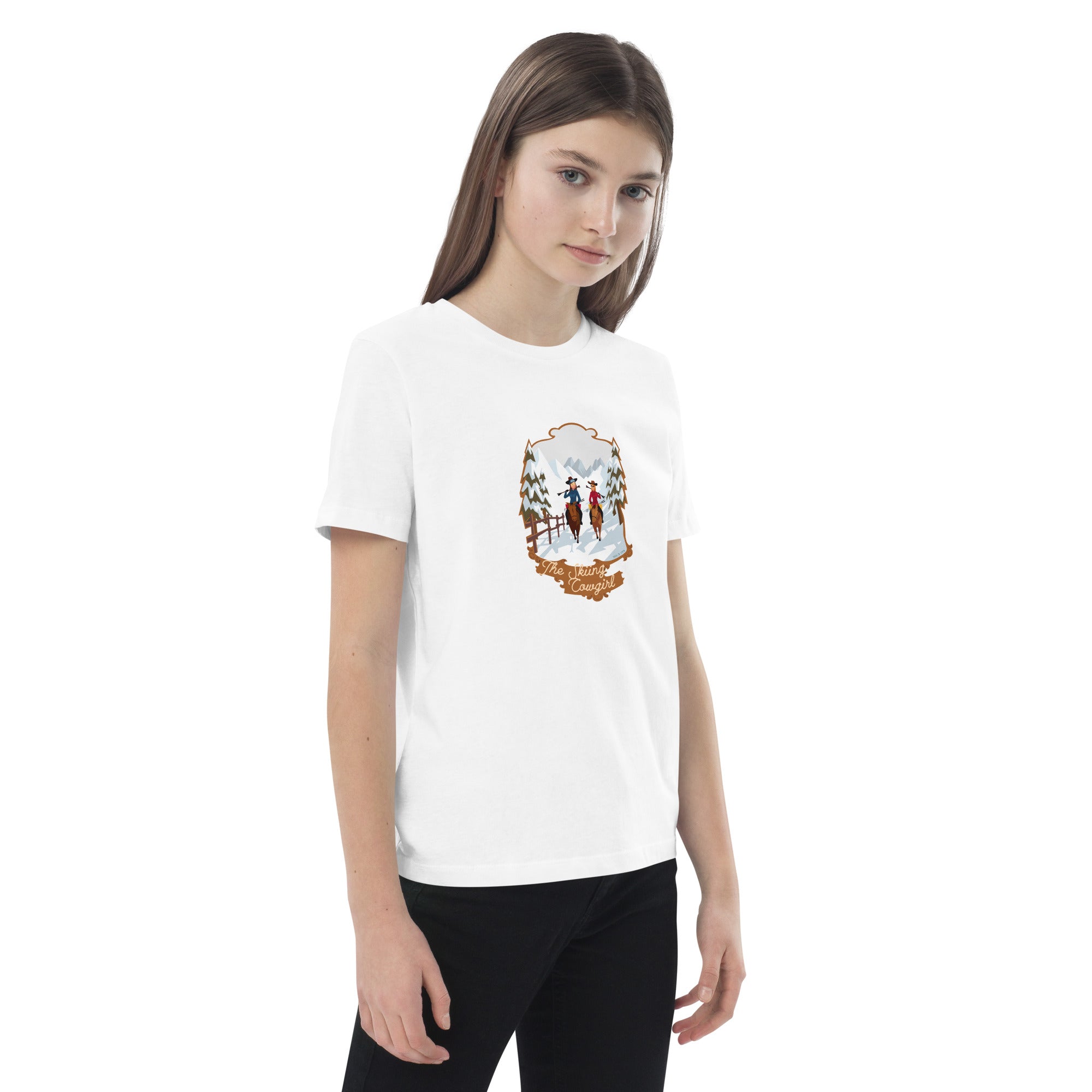 Organic cotton kids t-shirt The Skiing Cowgirl