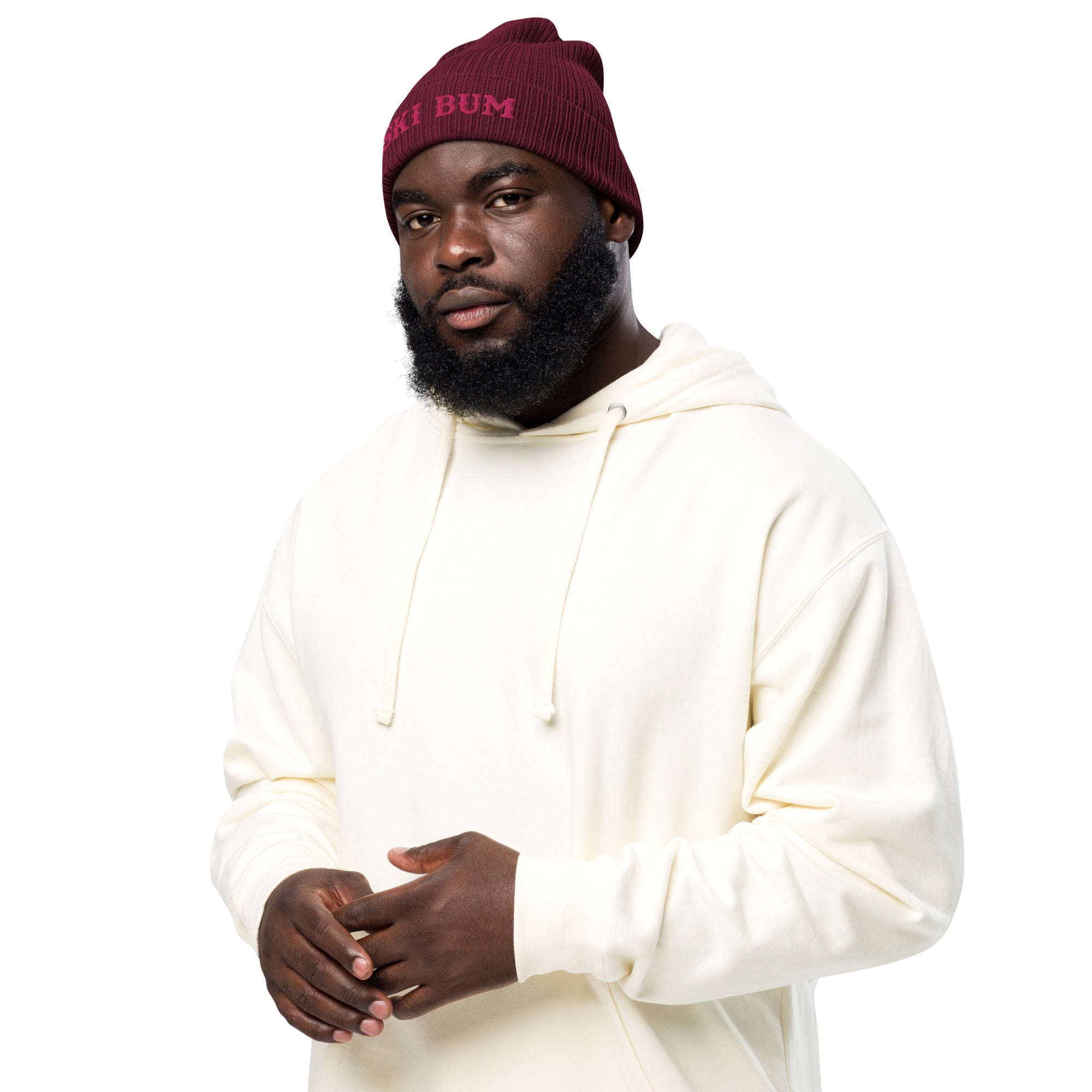 Bonnet côtelé en coton biologique Ski Bum Flamingo