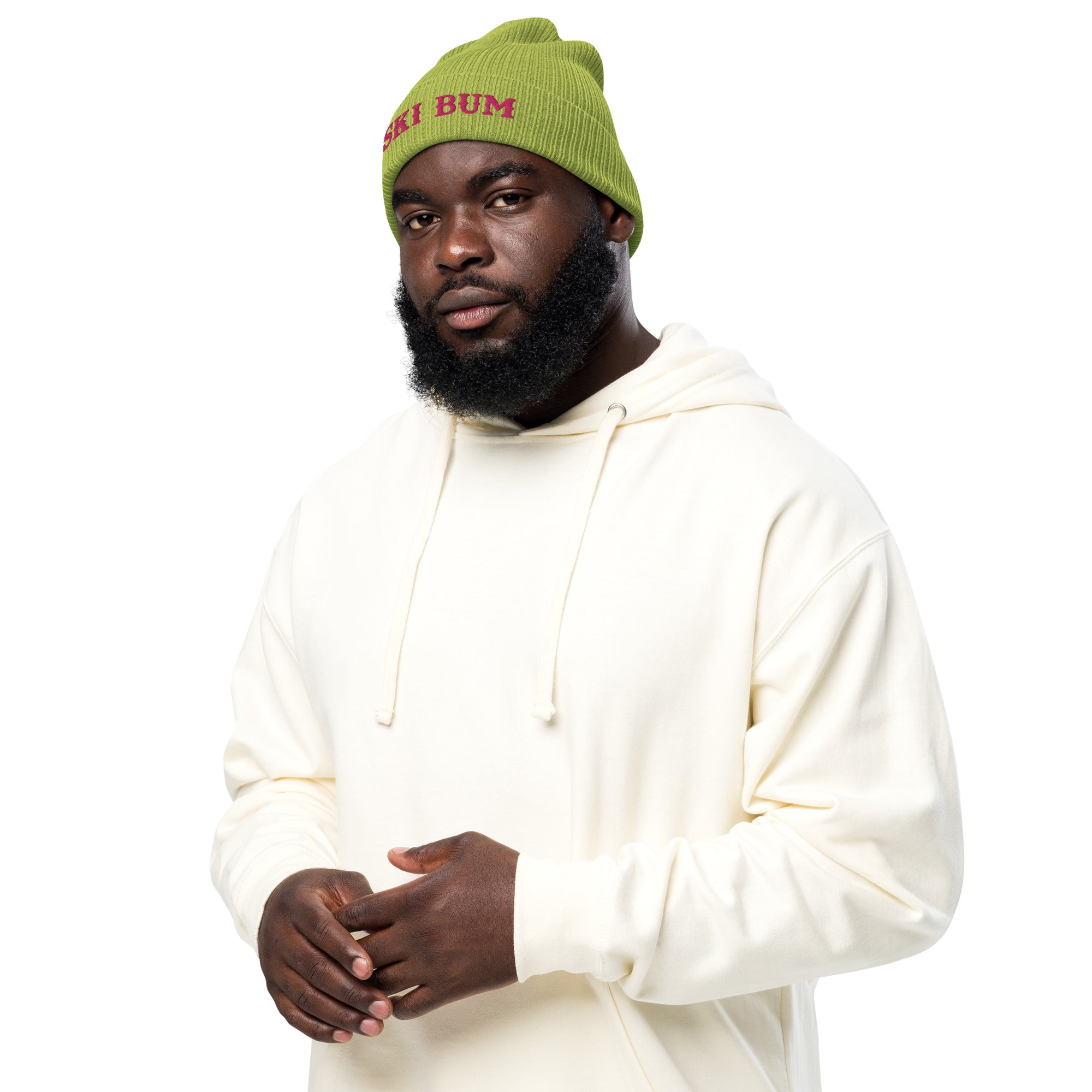 Bonnet côtelé en coton biologique Ski Bum Flamingo