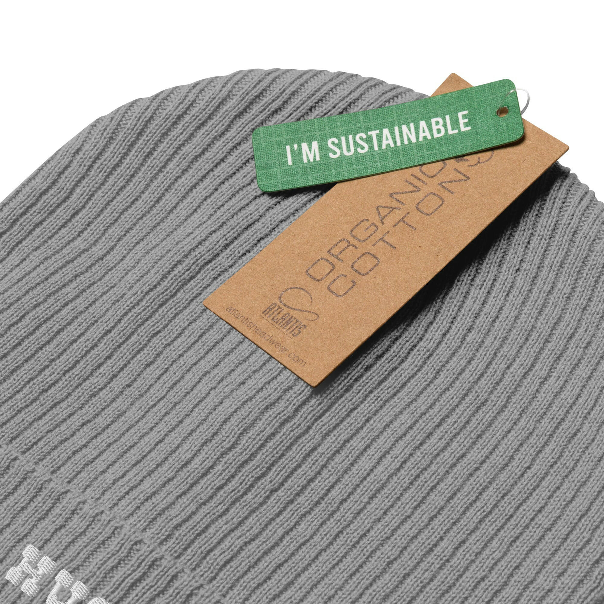 Bonnet côtelé en coton biologique Tree Hugging is not a crime White/Gold