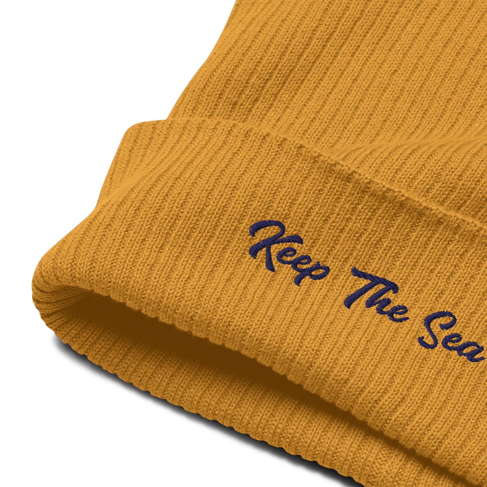 Bonnet côtelé en coton biologique Keep The Sea Clean Navy