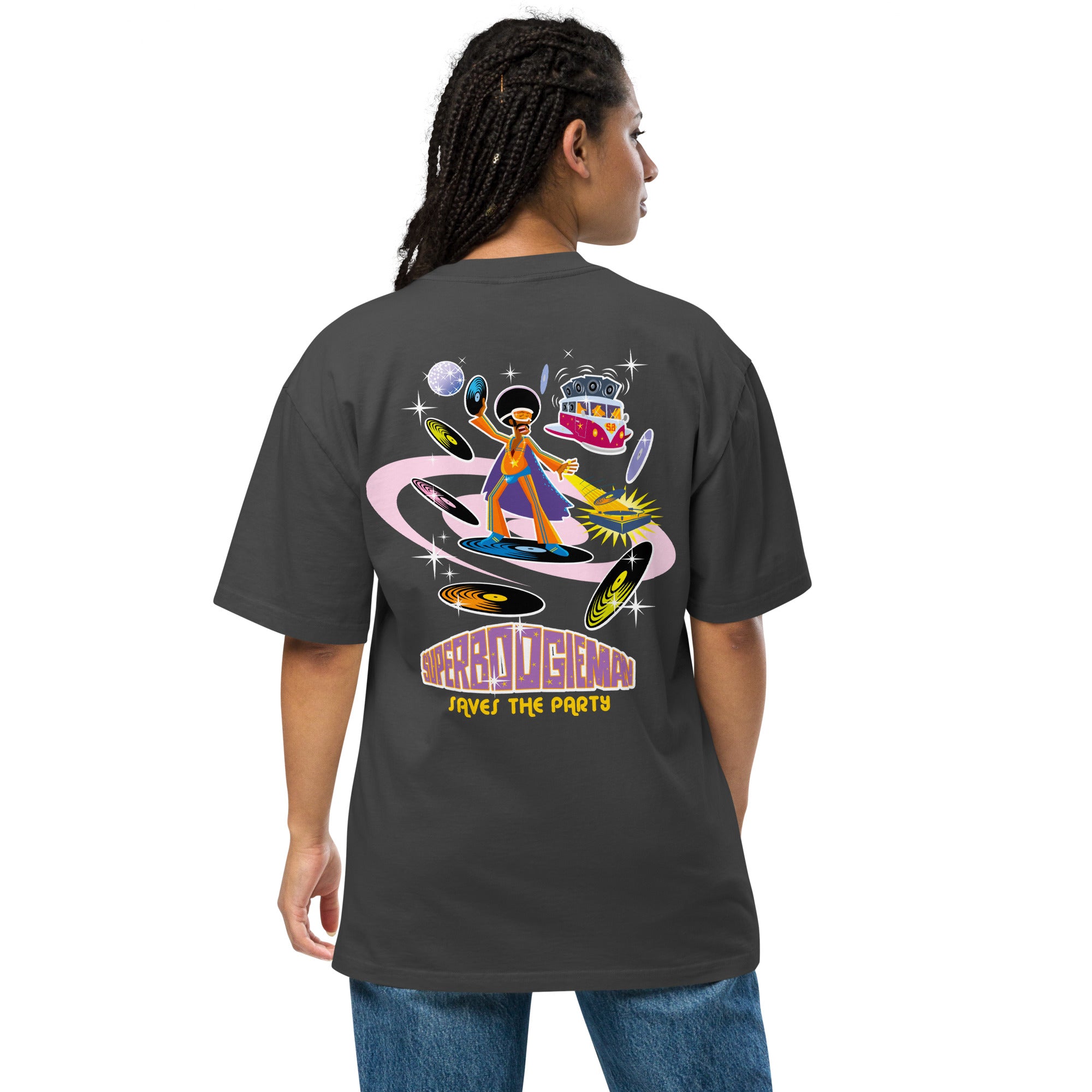 Oversized heavy blend cotton t-shirt Superboogieman (front & back)