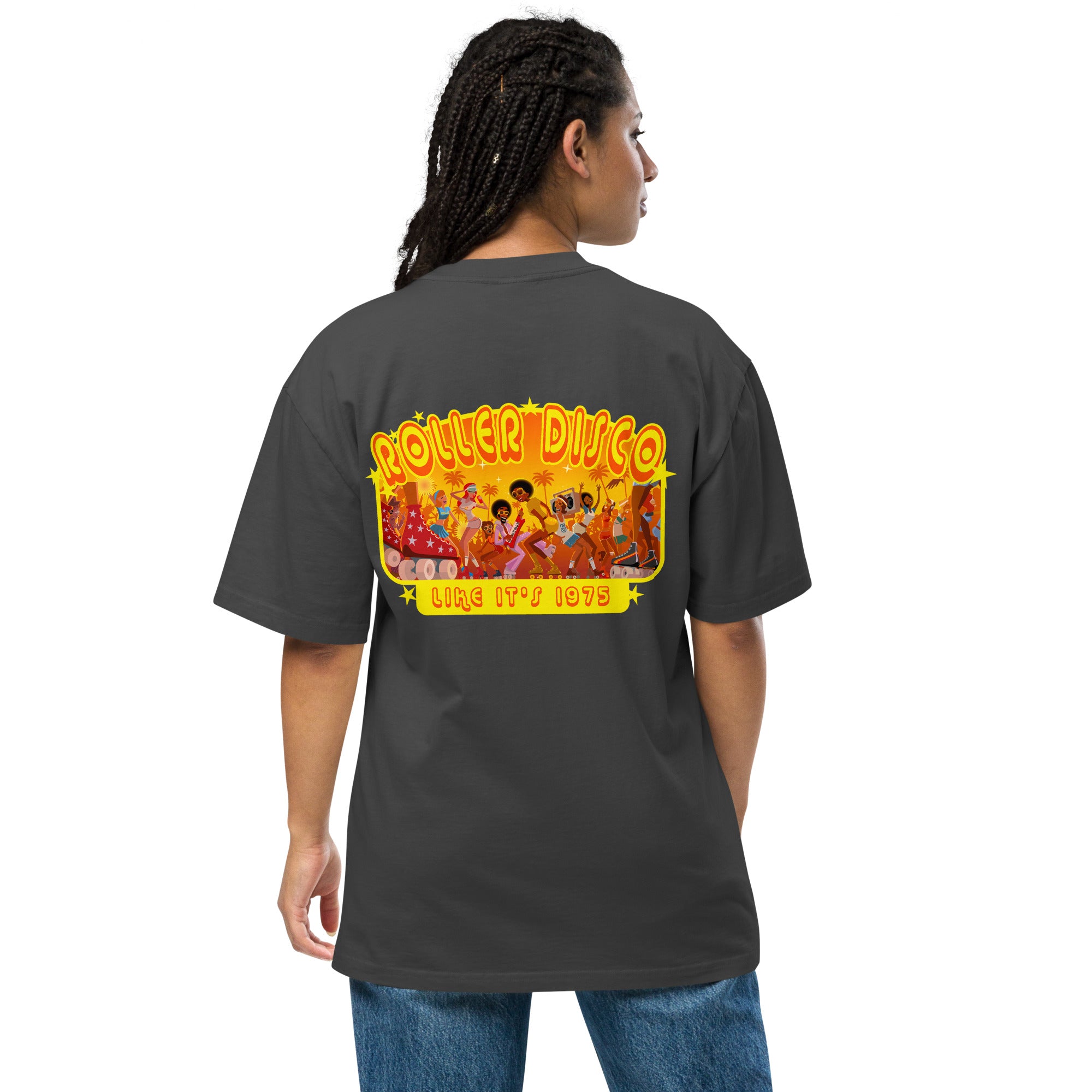 T-shirt oversize épais en coton Roller Disco (face & dos)