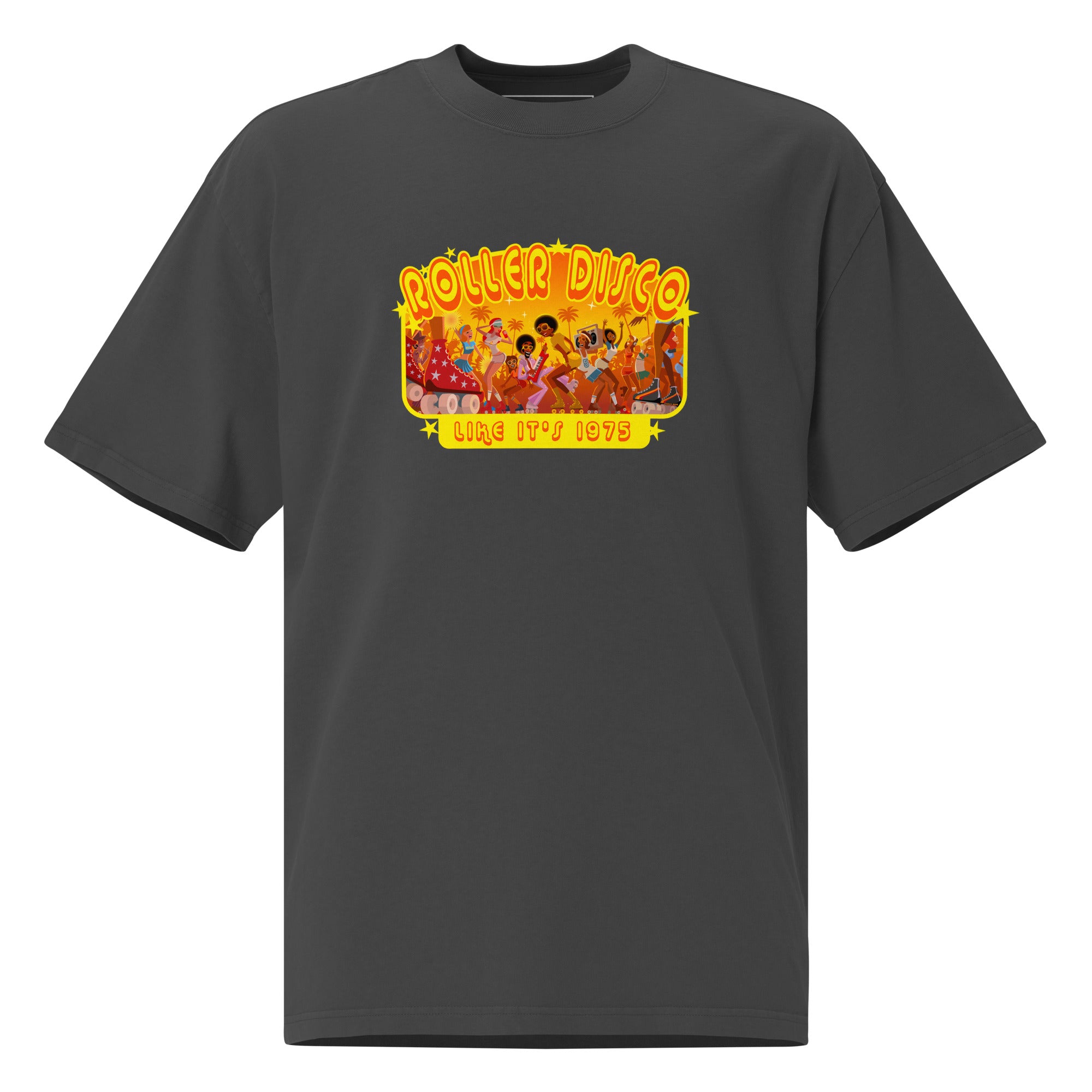 T-shirt oversize épais en coton Roller Disco (face & dos)